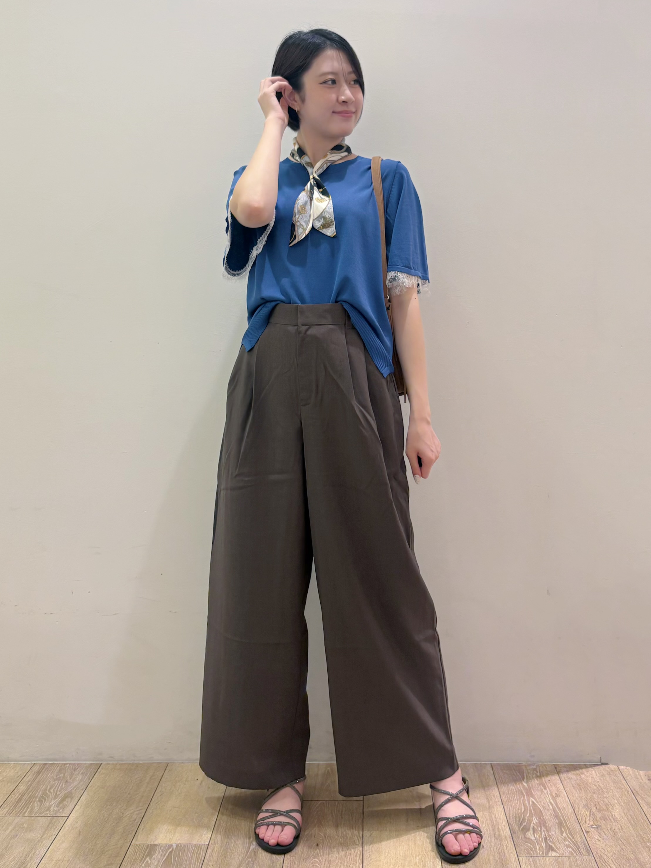RINさんの「OPAQUE.CLIP｜【遮熱性】袖口レース フレアスリーブニット《洗濯機OK／抗ピル》」を使ったコーディネート