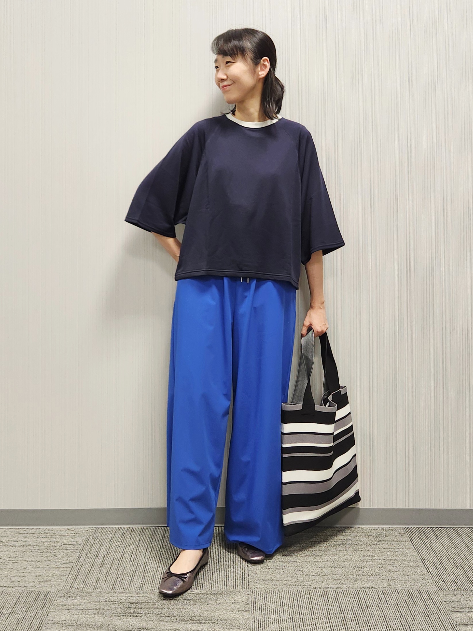 naraさんの「Dessin｜シアー裏毛 バイカラーカットソー」を使ったコーディネート
