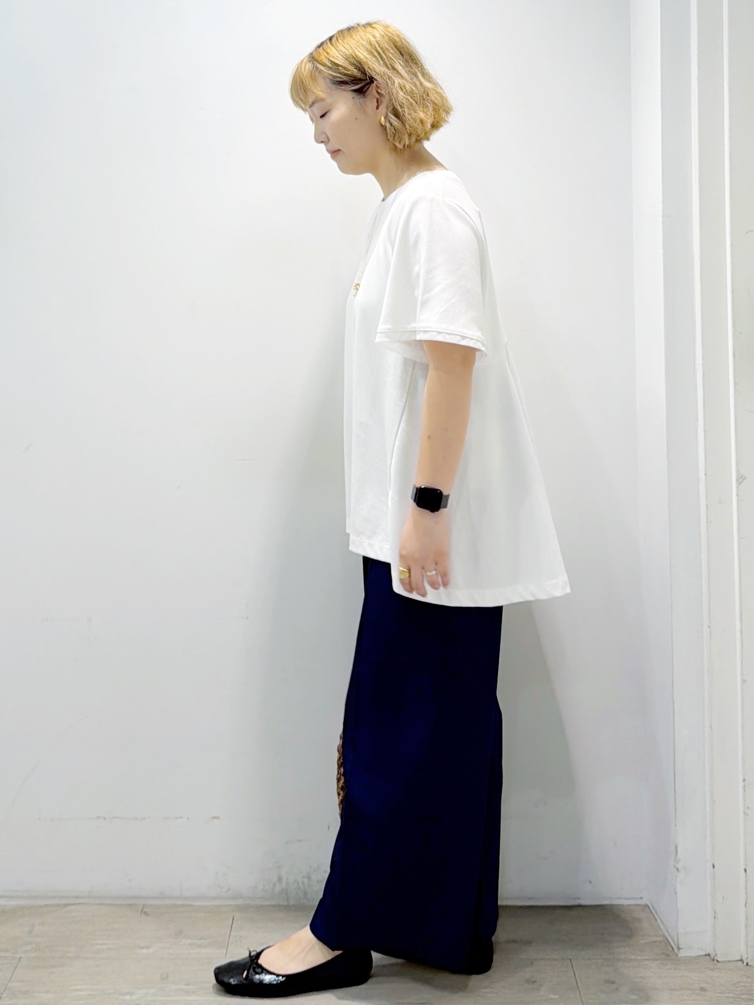 sumicaさんの「OPAQUE.CLIP｜【接触冷感／UV】着る冷感スーパーアイス ペプラムカットソー《洗濯機OK》」を使ったコーディネート