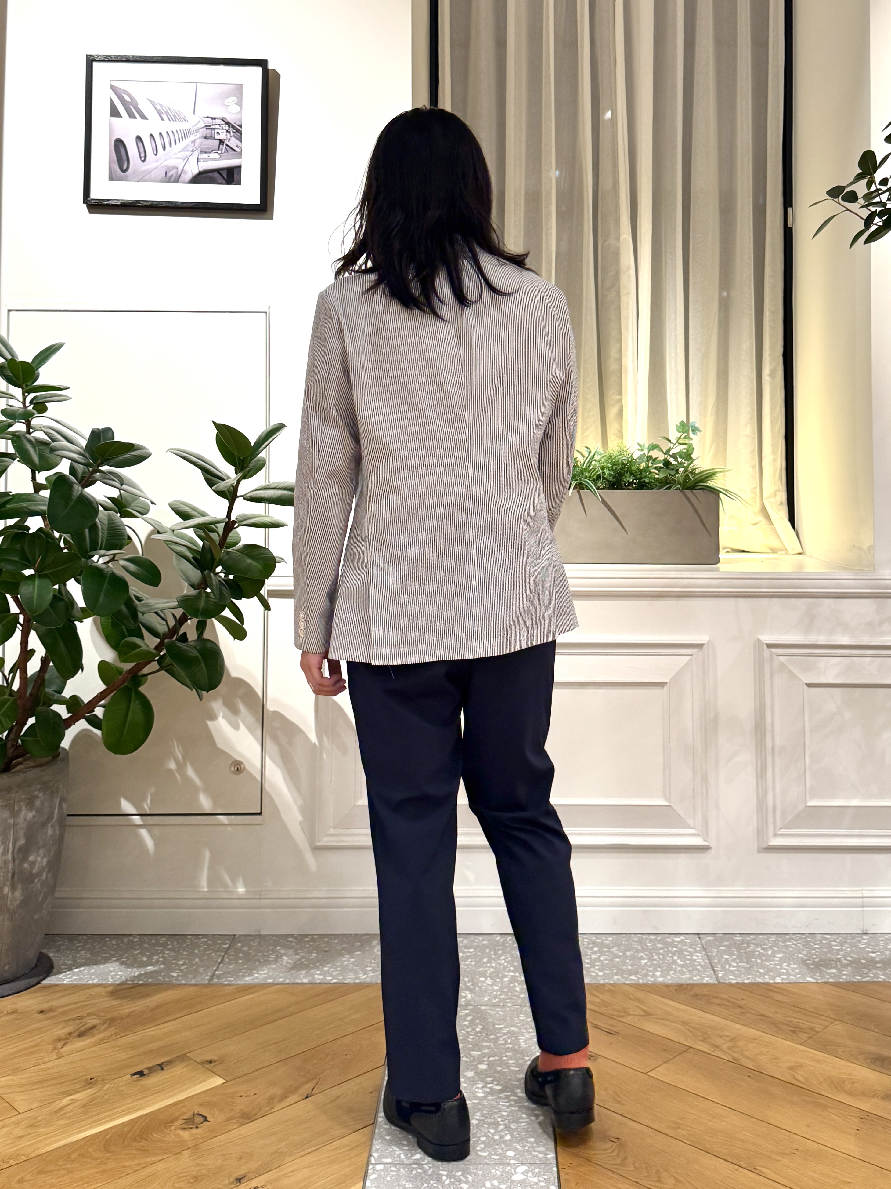 kawarataniさんの「DRESSTERIOR｜◆【吸湿速乾/セットアップ可/ウォッシャブル】COOLMAX シアサッカー サマージャケット」を使ったコーディネート