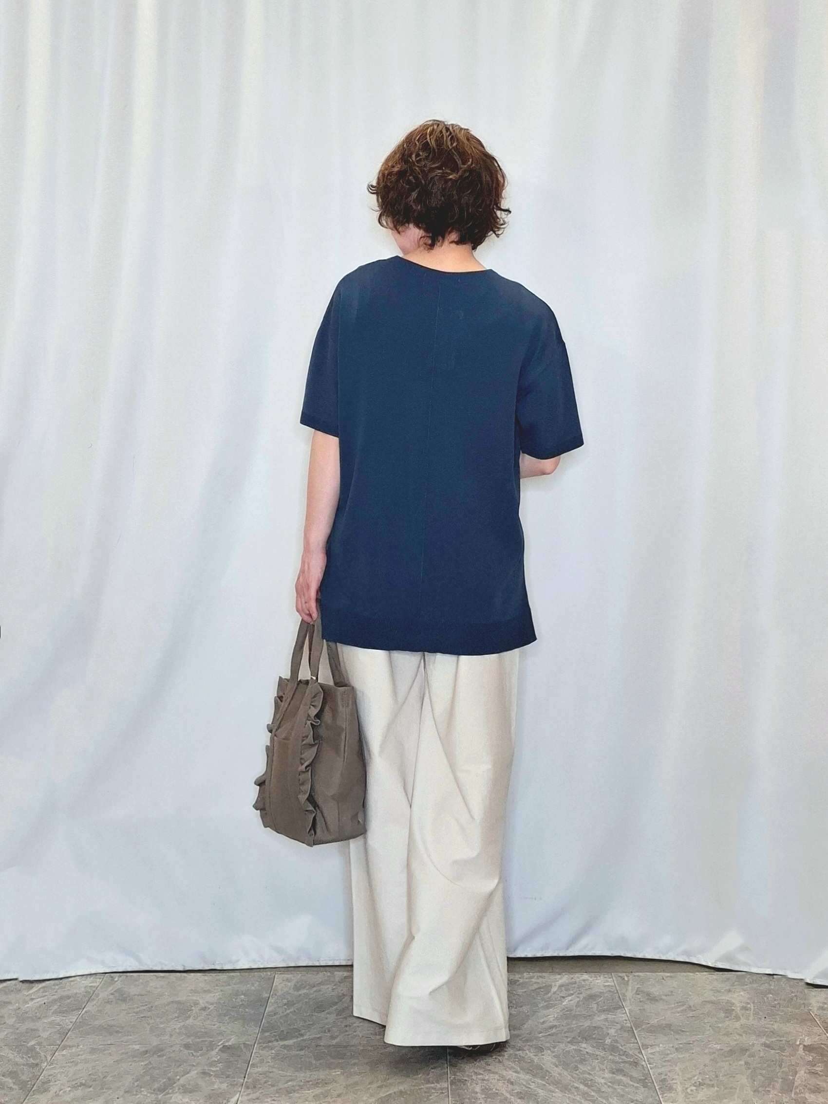 ぬーさんの「SHOO･LA･RUE｜【UV/洗濯機可/S-LL】毛玉になりにくい シャツレイヤード風でこなれ見え 半袖ニット」を使ったコーディネート