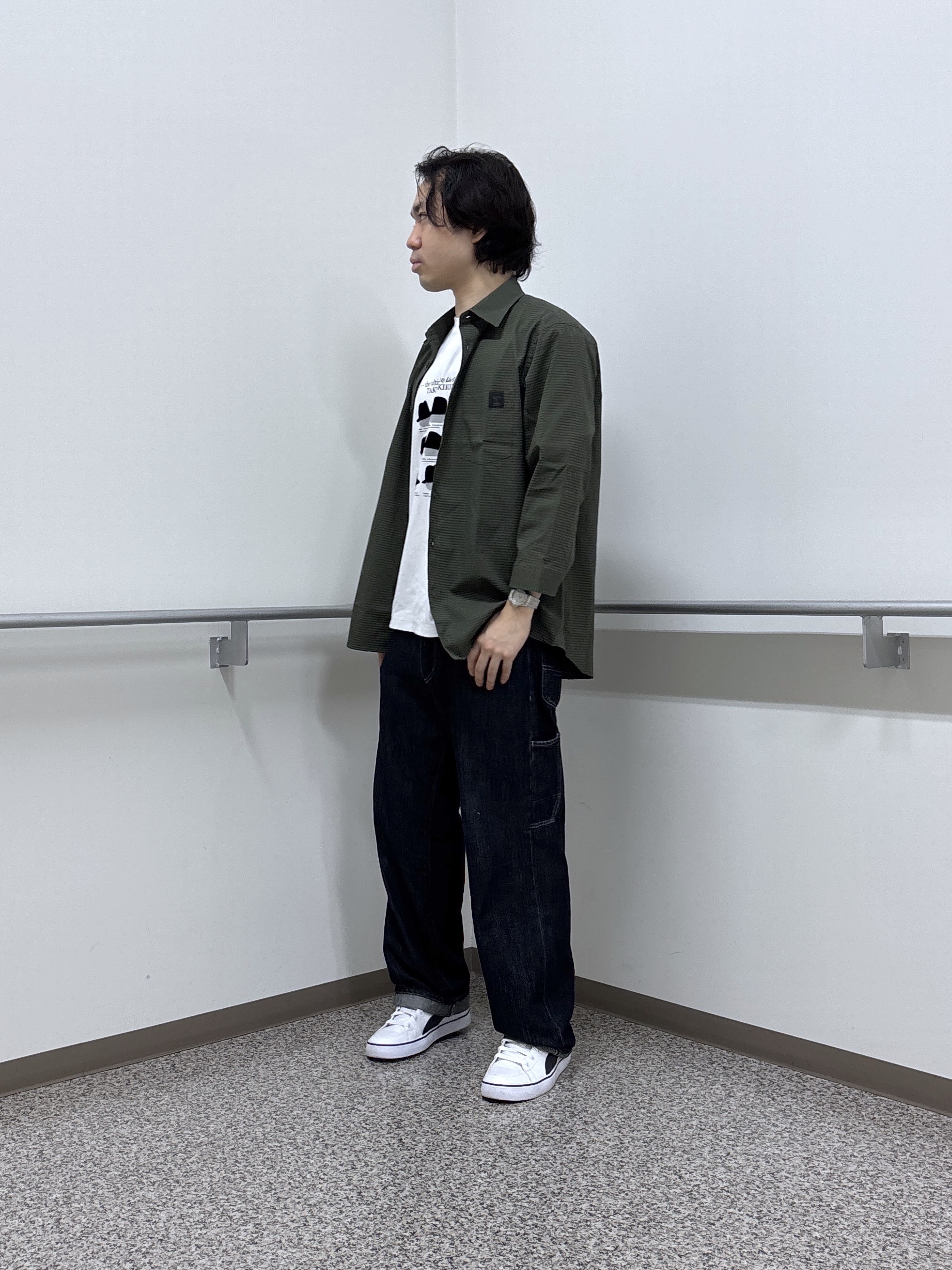 KEIさんの「TAKEO KIKUCHI｜【日本製】DotAir（R）サッカー7分袖シャツ」を使ったコーディネート