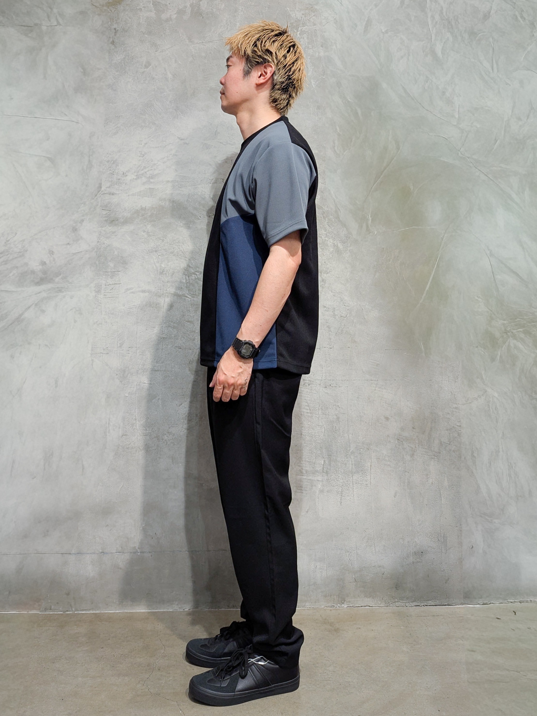 daiさんの「THE SHOP TK｜【一枚で着映える】パターンブロッキング 半袖Tシャツ 洗濯機OK」を使ったコーディネート