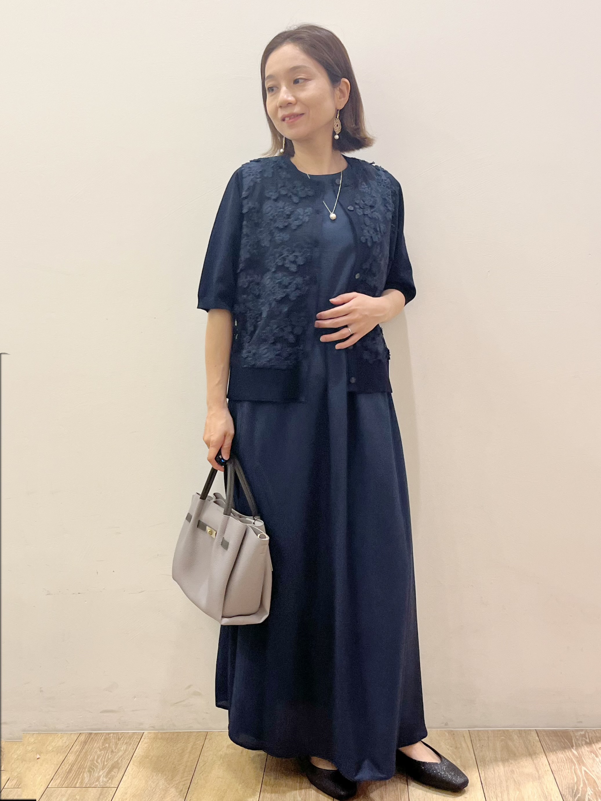 kcさんの「OPAQUE.CLIP｜【接触冷感】麻混シアーノースリーブワンピース《洗濯機OK》」を使ったコーディネート