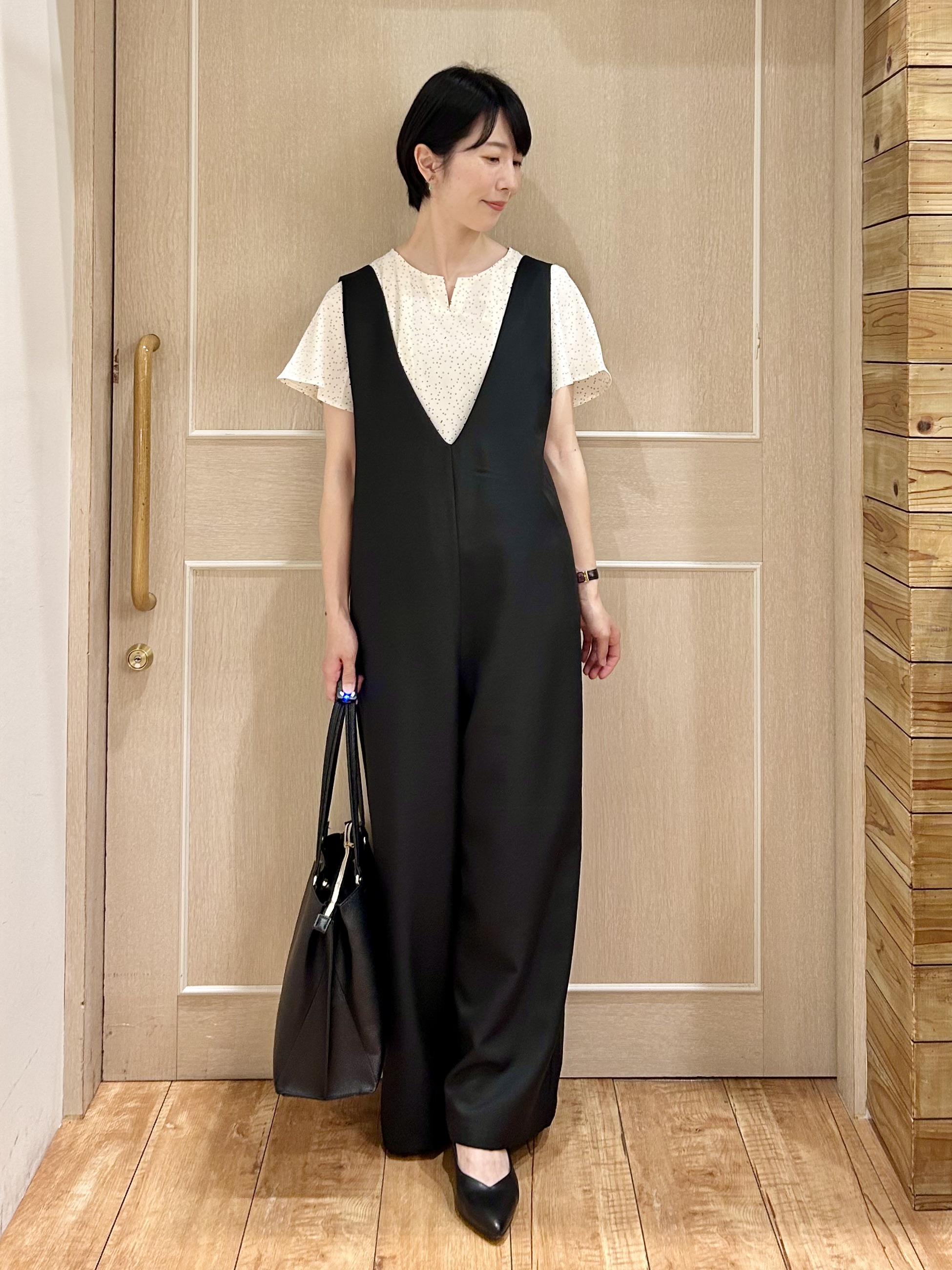ちぐささんの「SHOO･LA･RUE｜【洗濯後しわになりにくい/S-LL】ゆったりらくちんきれい見え　シンプルだから使いやすい 大人のオー」を使ったコーディネート