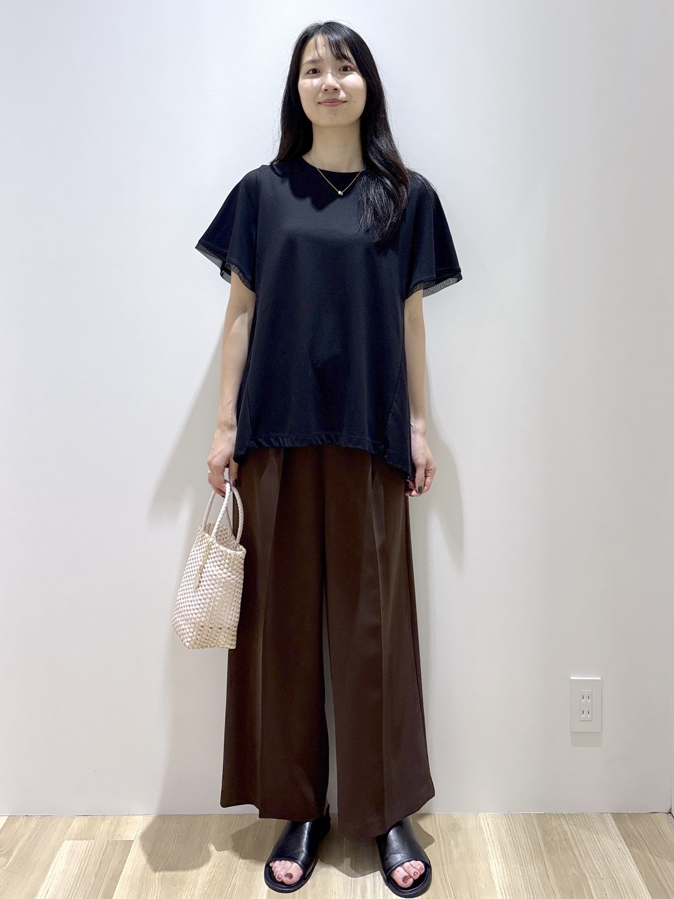 sachikoさんの「OPAQUE.CLIP｜【接触冷感／UV】着る冷感スーパーアイス ペプラムカットソー《洗濯機OK》」を使ったコーディネート