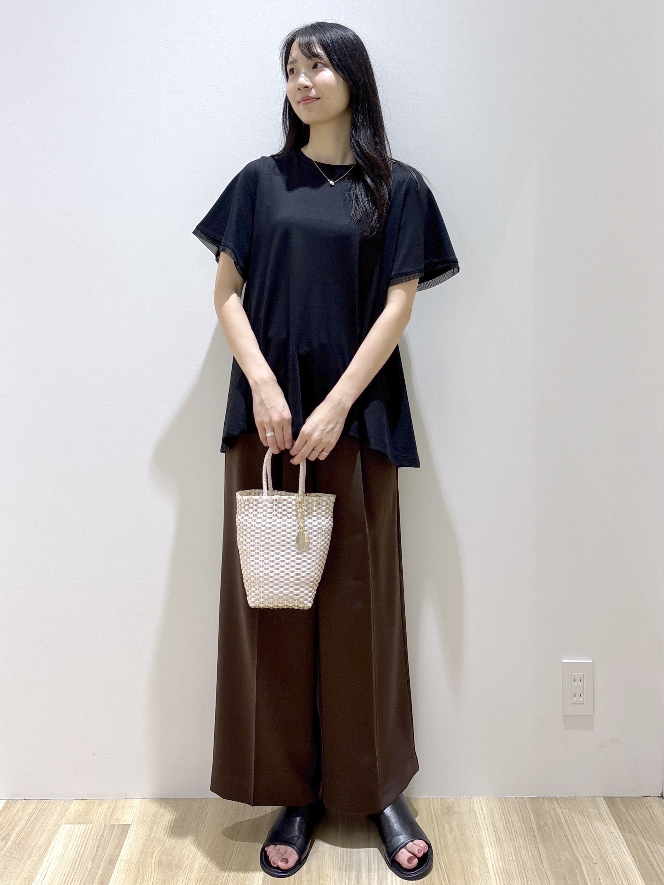 sachikoさんの「OPAQUE.CLIP｜【接触冷感／UV】着る冷感スーパーアイス ペプラムカットソー《洗濯機OK》」を使ったコーディネート
