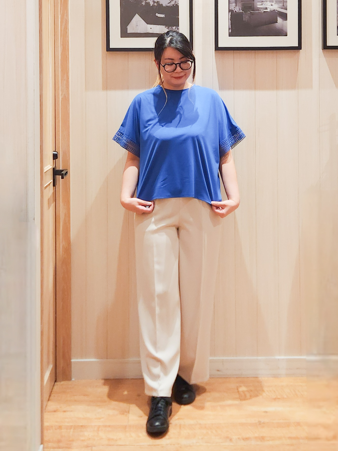れーやんさんの「SHOO･LA･RUE｜【UV/洗濯機可/体型カバー】ヒップ周りが隠せる お袖レースTシャツ」を使ったコーディネート