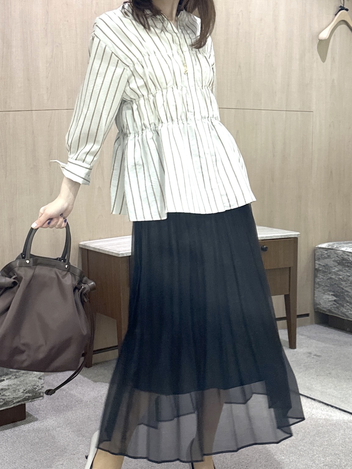 Miwaさんの「UNTITLED｜ストライプシャーリングブラウス」を使ったコーディネート