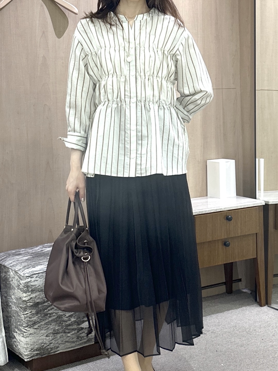 Miwaさんの「UNTITLED｜ストライプシャーリングブラウス」を使ったコーディネート