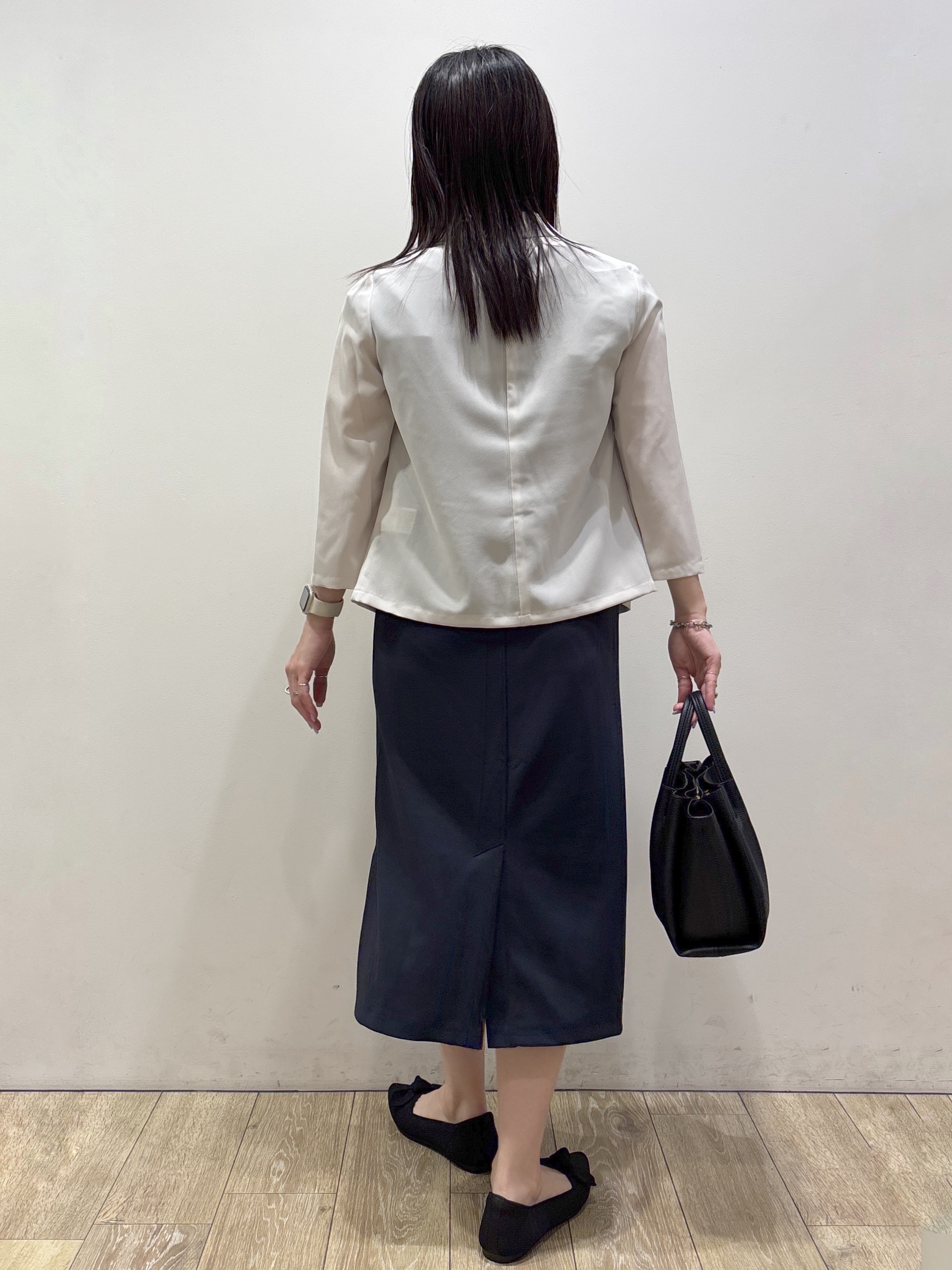 mameさんの「index｜【接触冷感／防シワ】ひんやり7分袖テーラードジャケット《洗濯機OK》」を使ったコーディネート