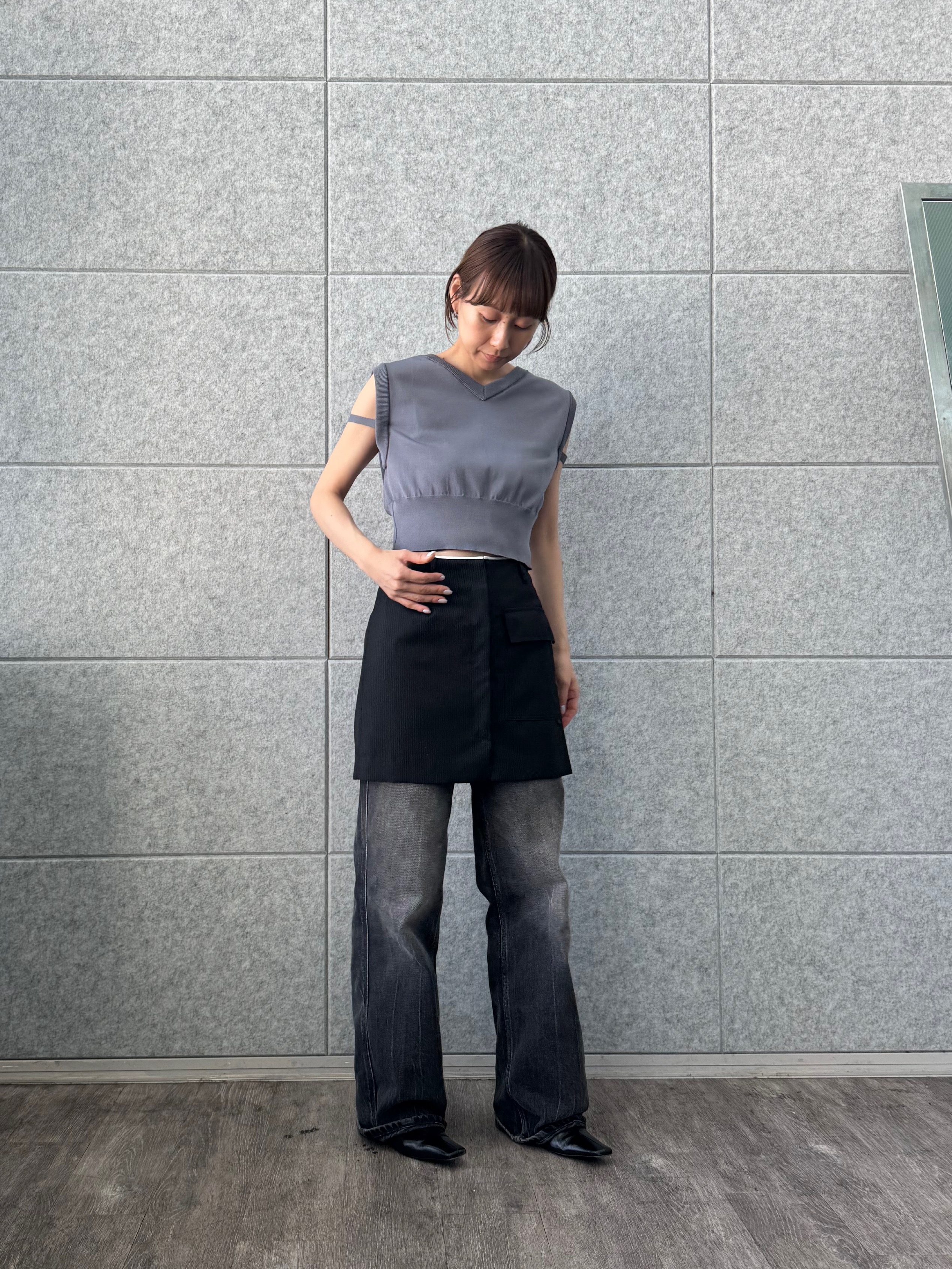 designer yukaさんの「CODE A｜stripe mini skirt」を使ったコーディネート