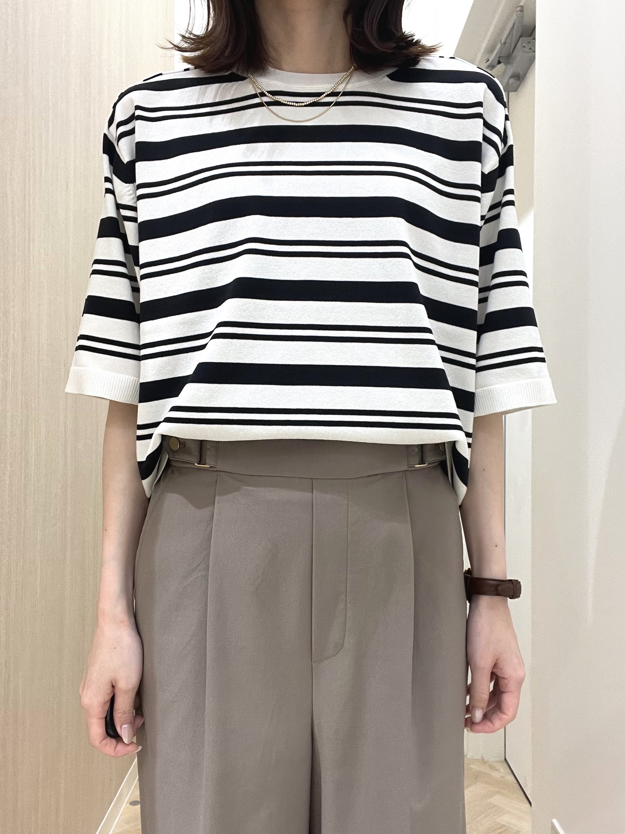  おまつさんの「grove｜【UVカット・洗濯機◎】Tシャツ感覚で着られるコットン混ニット」を使ったコーディネート