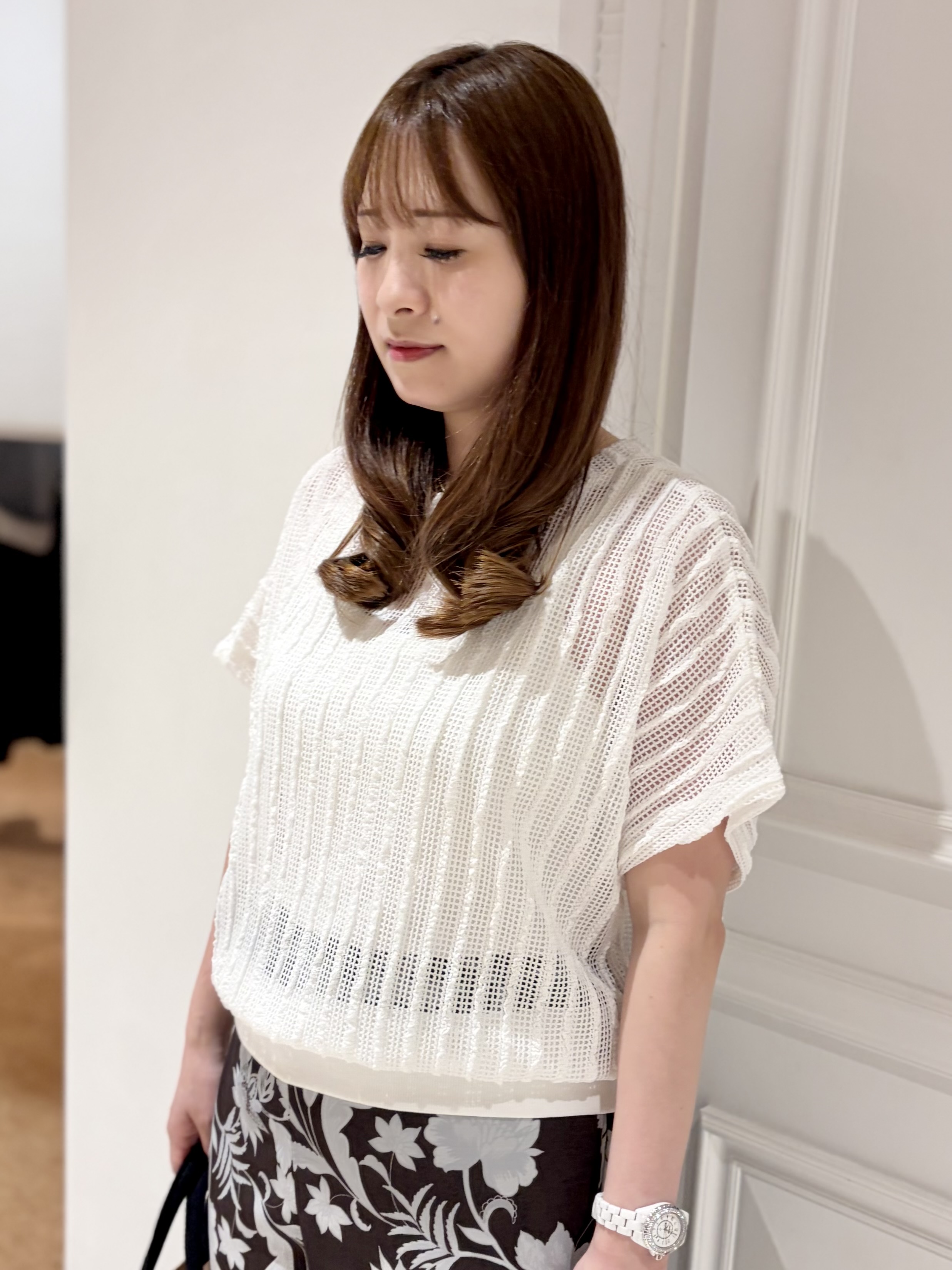 minowaさんの「DRESSTERIOR｜【体型カバー/日除け】ドルマンスリーブ シアーメッシュプルオーバー」を使ったコーディネート
