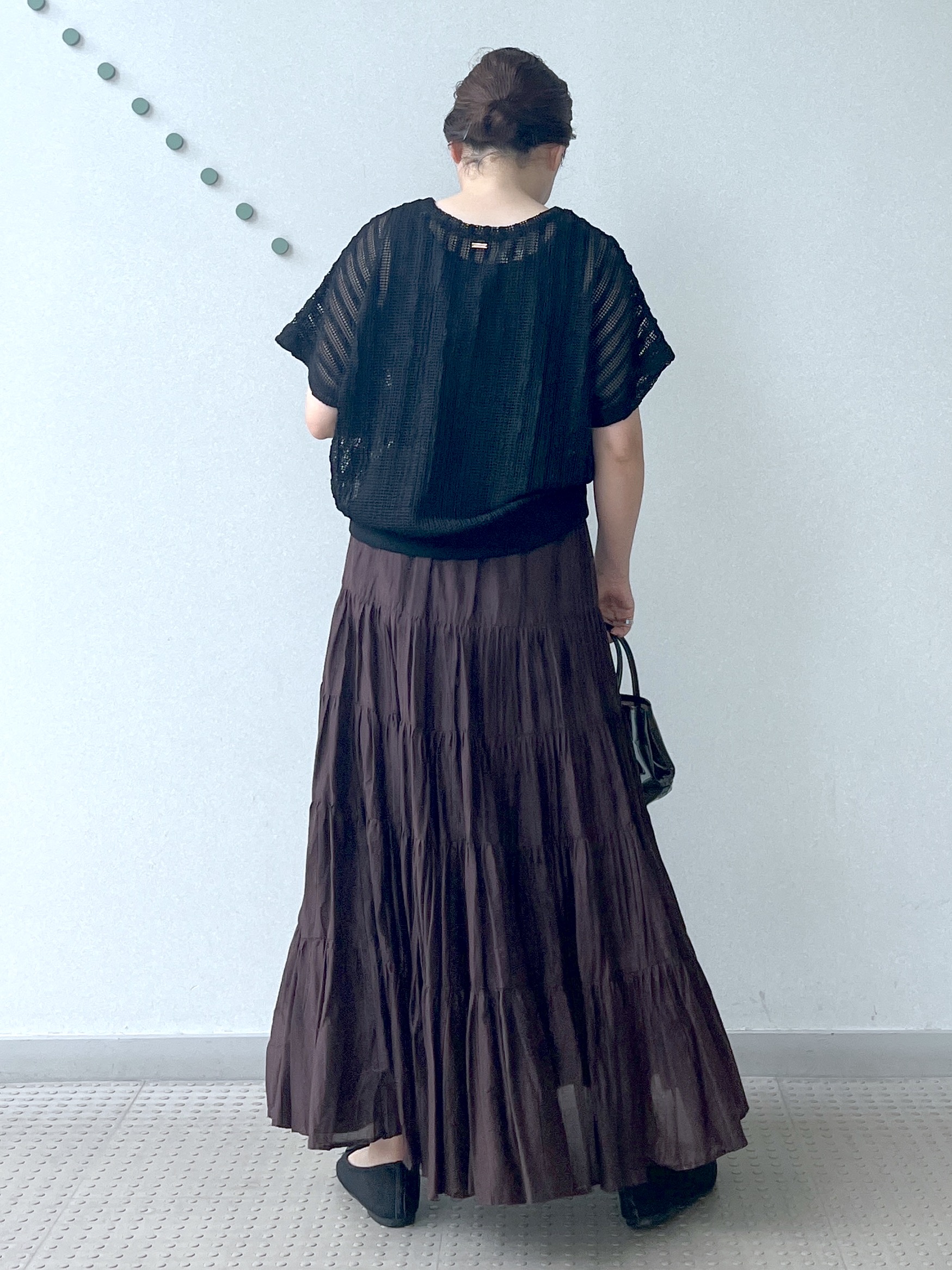 Soeさんの「DRESSTERIOR｜【体型カバー/日除け】ドルマンスリーブ シアーメッシュプルオーバー」を使ったコーディネート