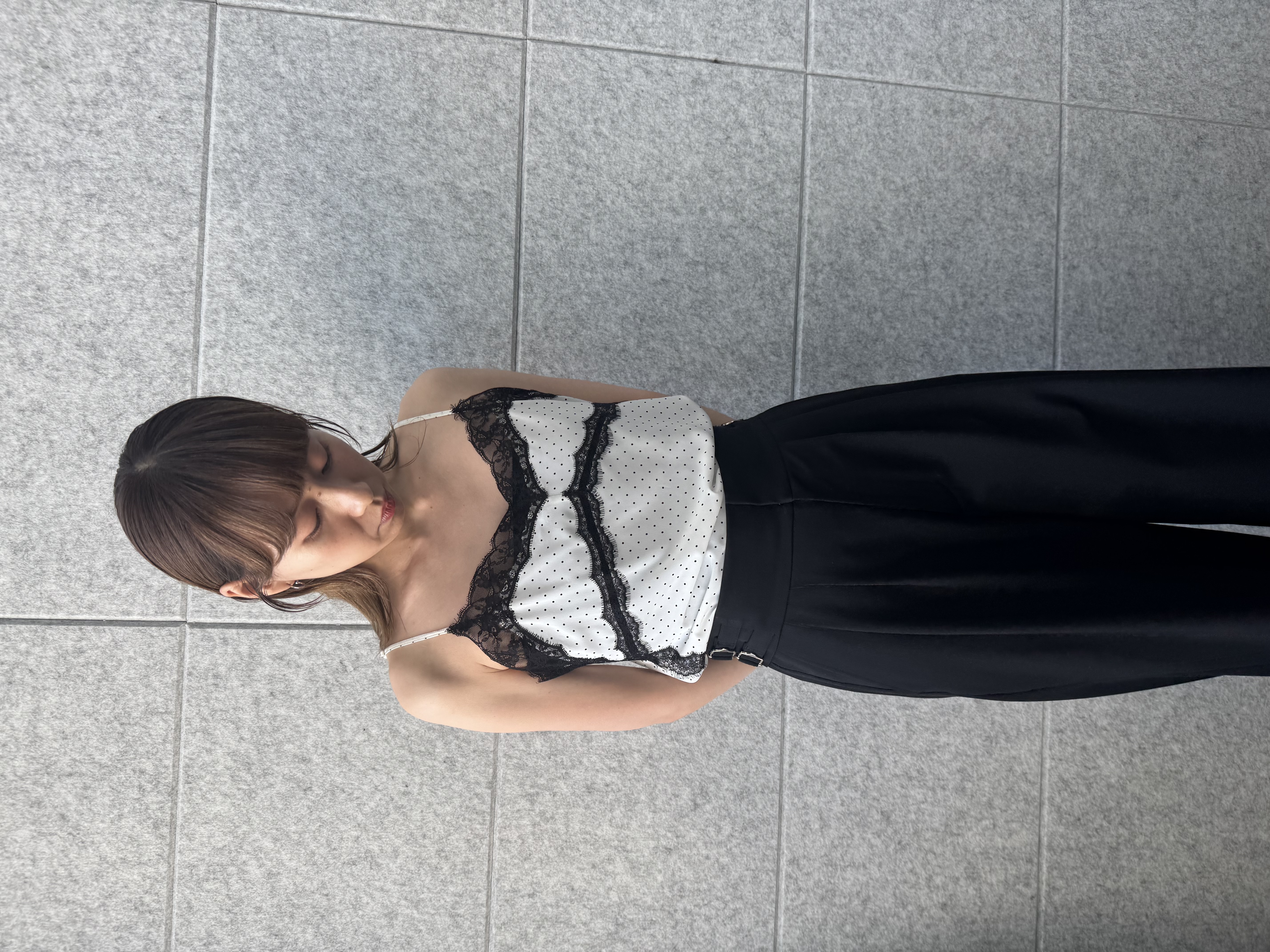 designer yukaさんの「CODE A｜dot lingerie lace cami」を使ったコーディネート
