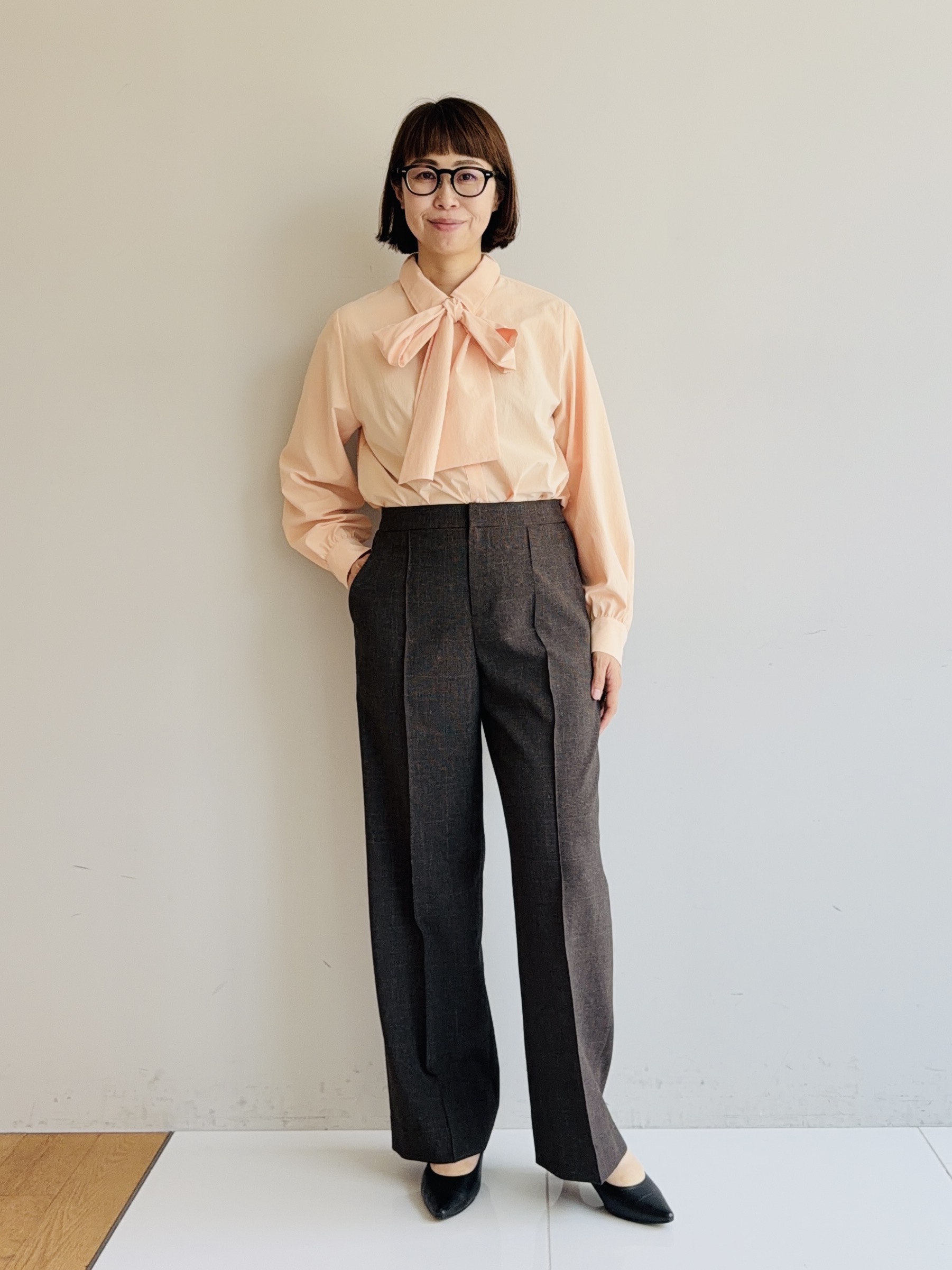 murayamaさんの「INDIVI｜【ストレッチ◎】取外し可ボウタイシャツ」を使ったコーディネート