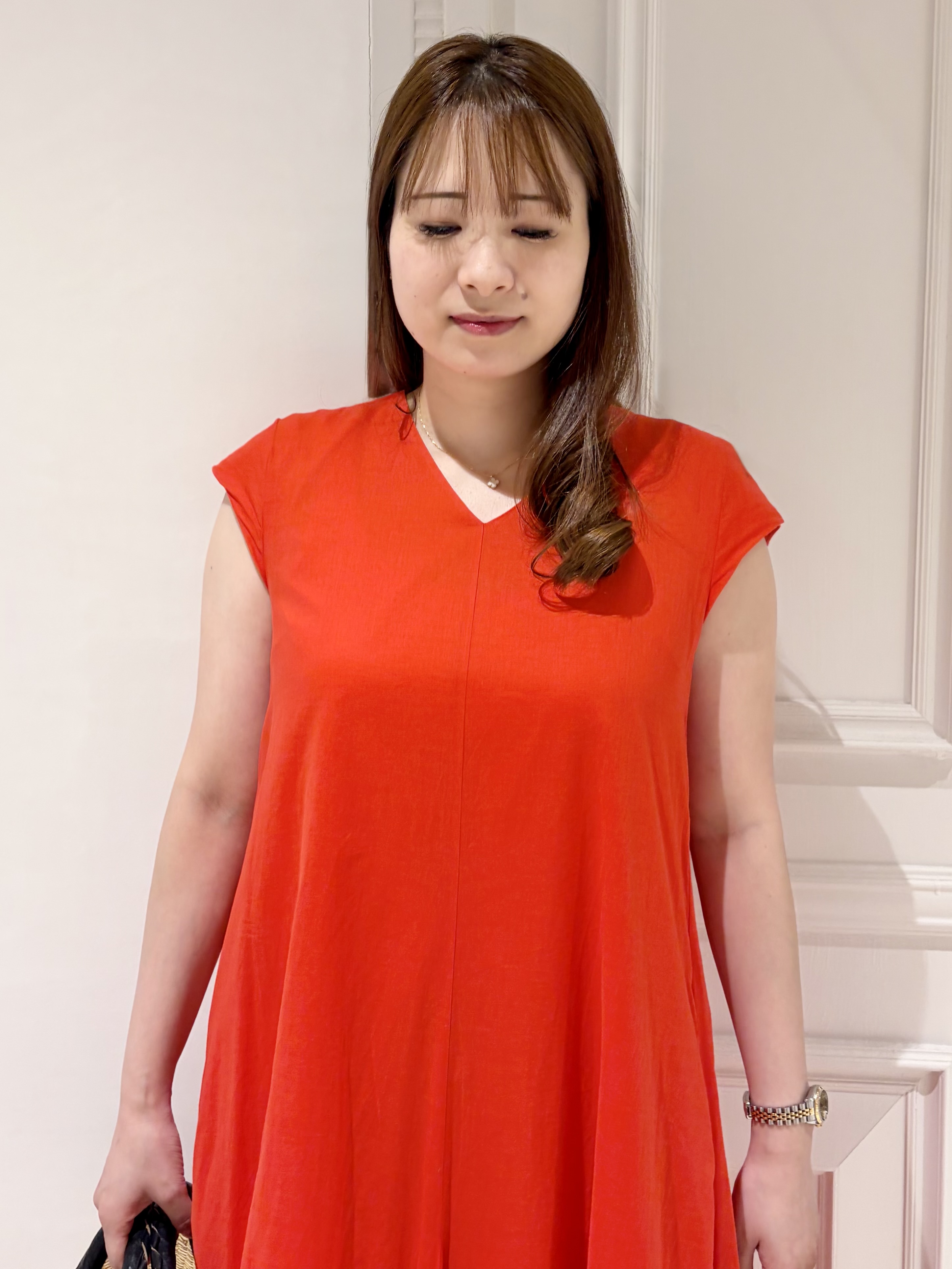 minowaさんの「DRESSTERIOR｜【きれいめ/ウォッシャブル】コットンローンフレンチスリーブワンピ」を使ったコーディネート