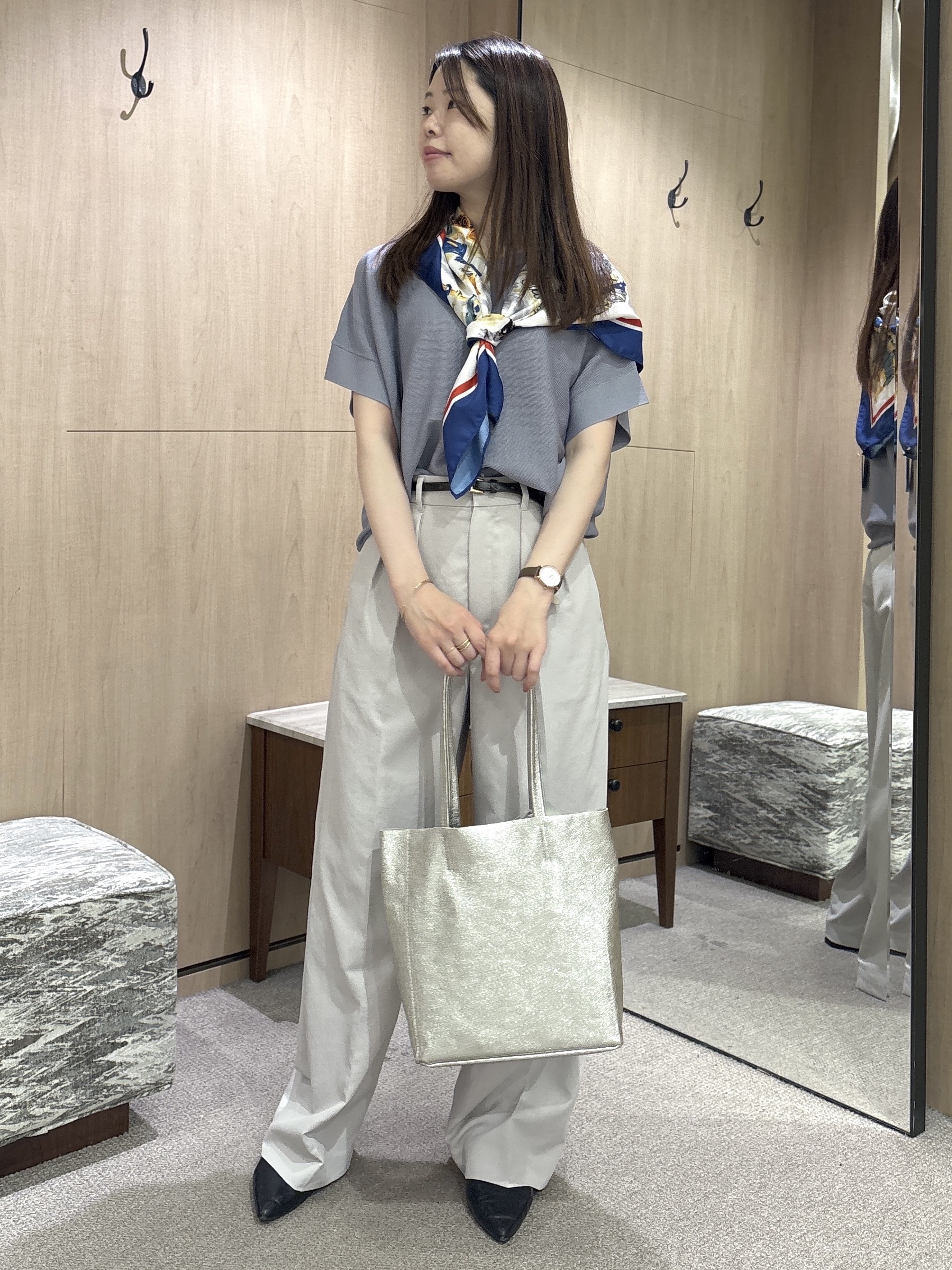 asamiさんの「UNTITLED｜【11色展開/体型カバー】前後2WAYフレンチスリーブニット」を使ったコーディネート