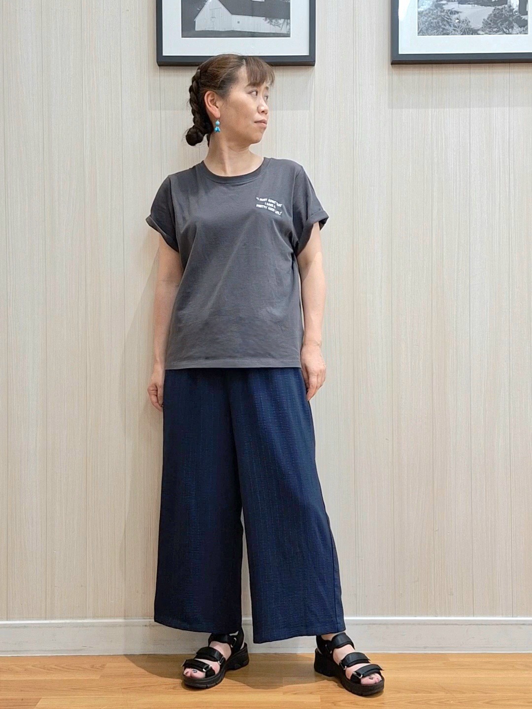 Saoさんの「SHOO･LA･RUE｜【UV/洗濯機可】ほんのりシアーで上品な バックギャザーブラウス」を使ったコーディネート