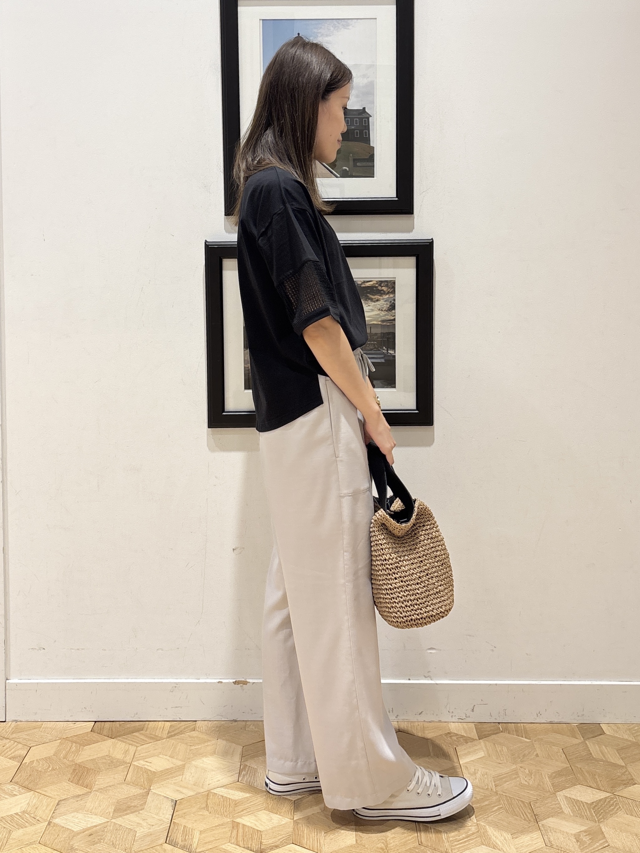 YUMIさんの「Dessin｜【接触冷感】メッシュレーススリーブプルオーバー」を使ったコーディネート
