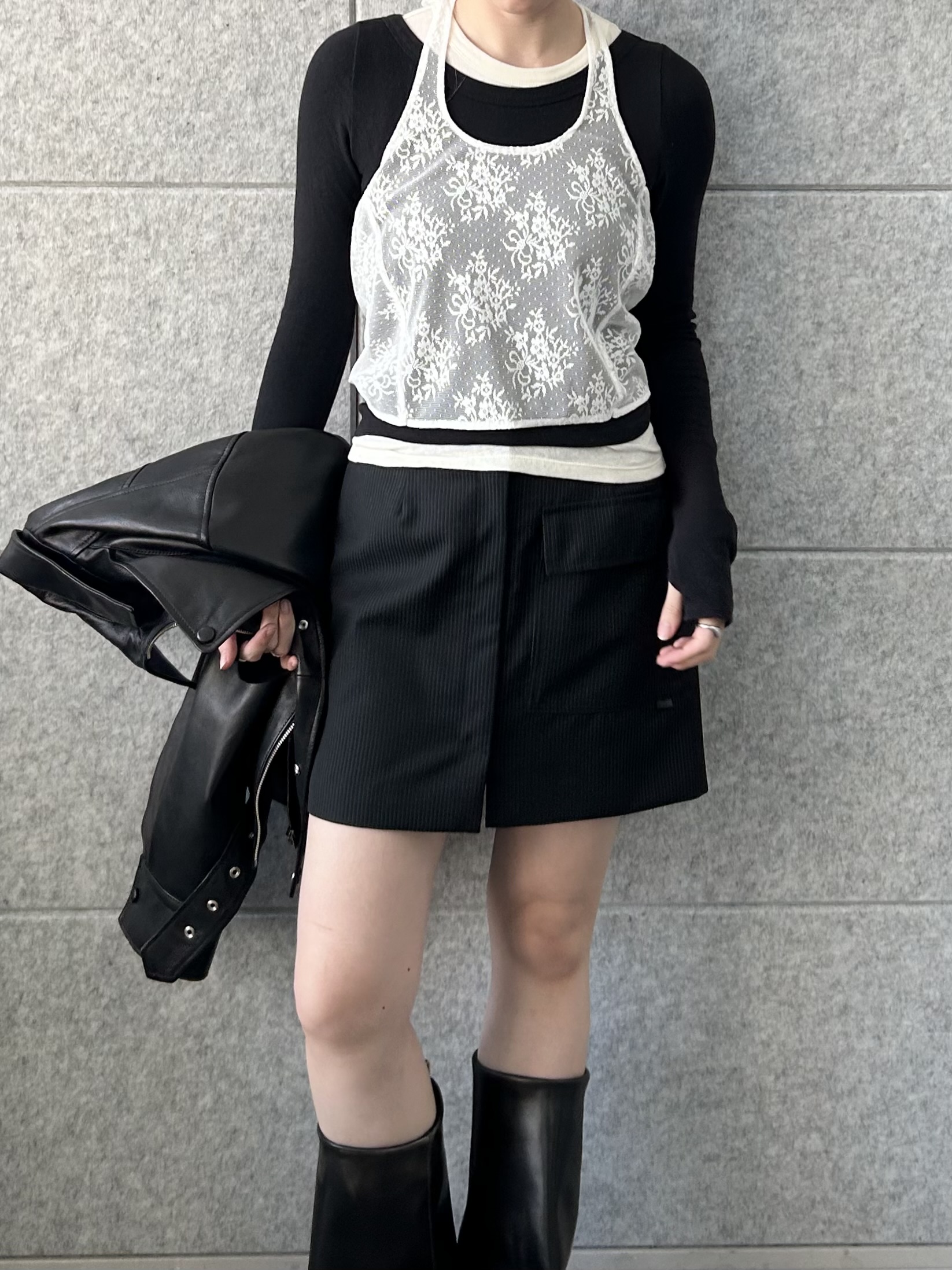 honoka Aさんの「CODE A｜stripe mini skirt」を使ったコーディネート