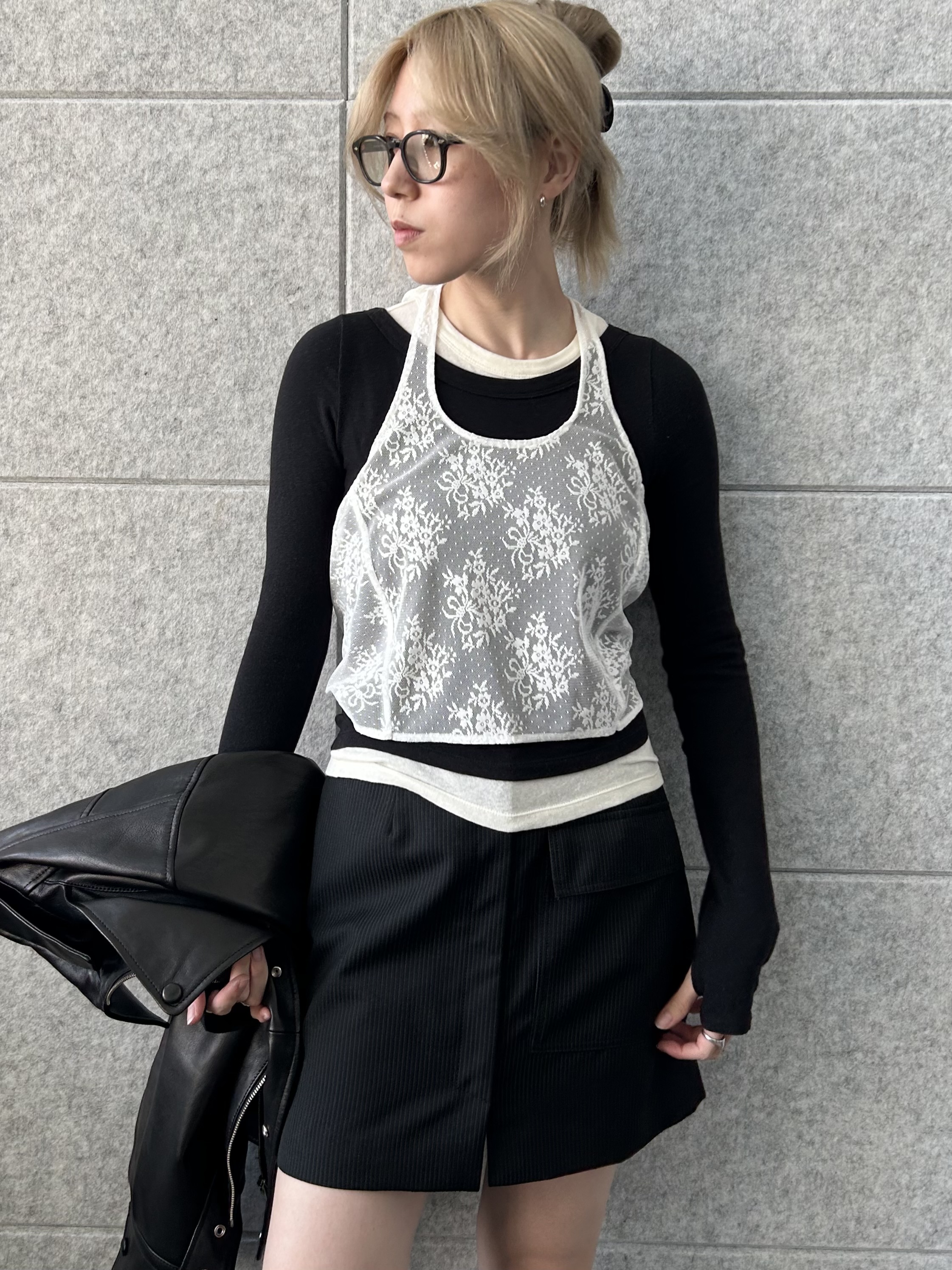 honoka Aさんの「CODE A｜stripe mini skirt」を使ったコーディネート