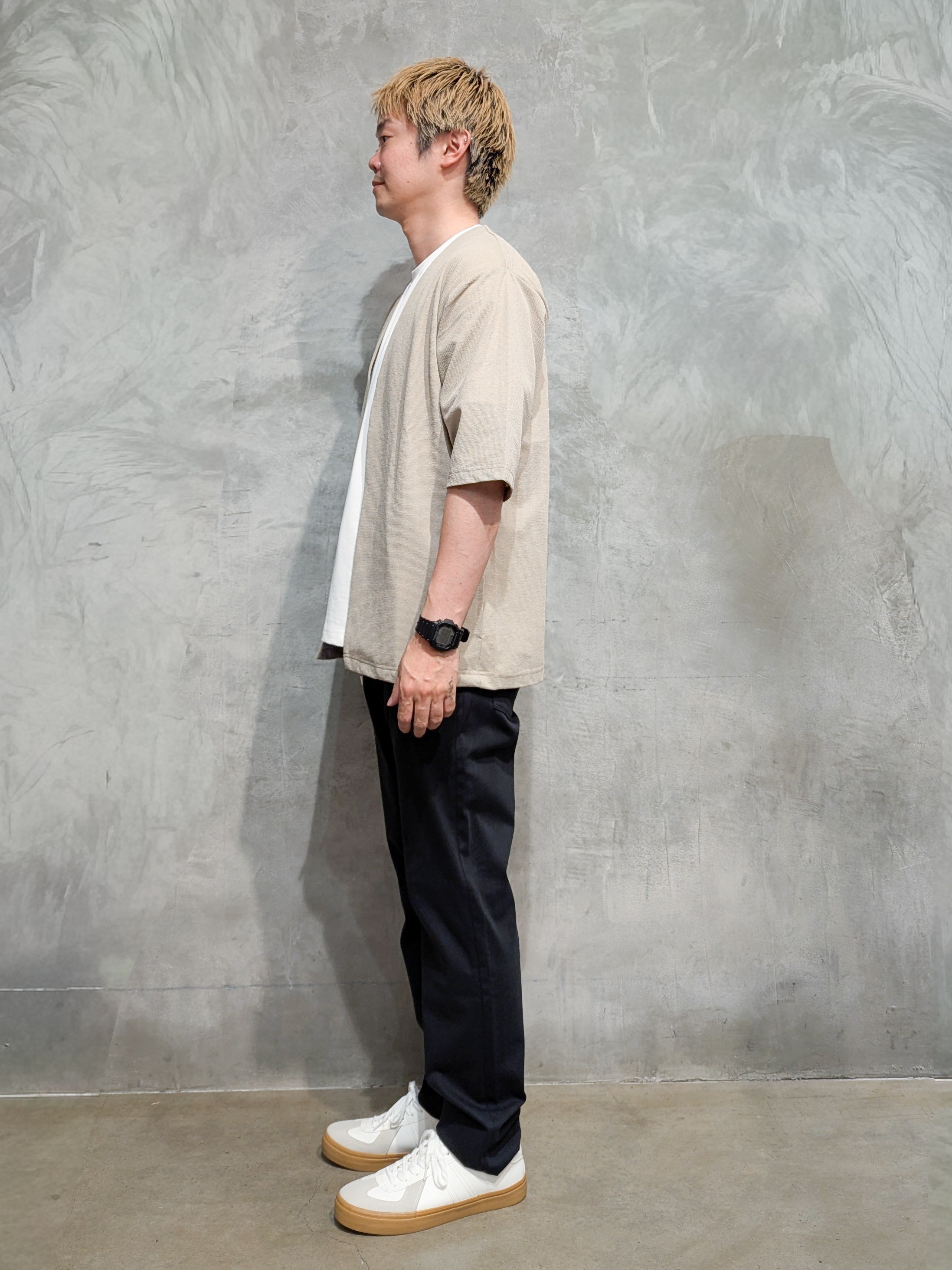 daiさんの「THE SHOP TK｜メッシュ五分袖カーディガン＋半袖Tシャツ セットアイテム 洗濯機OK」を使ったコーディネート
