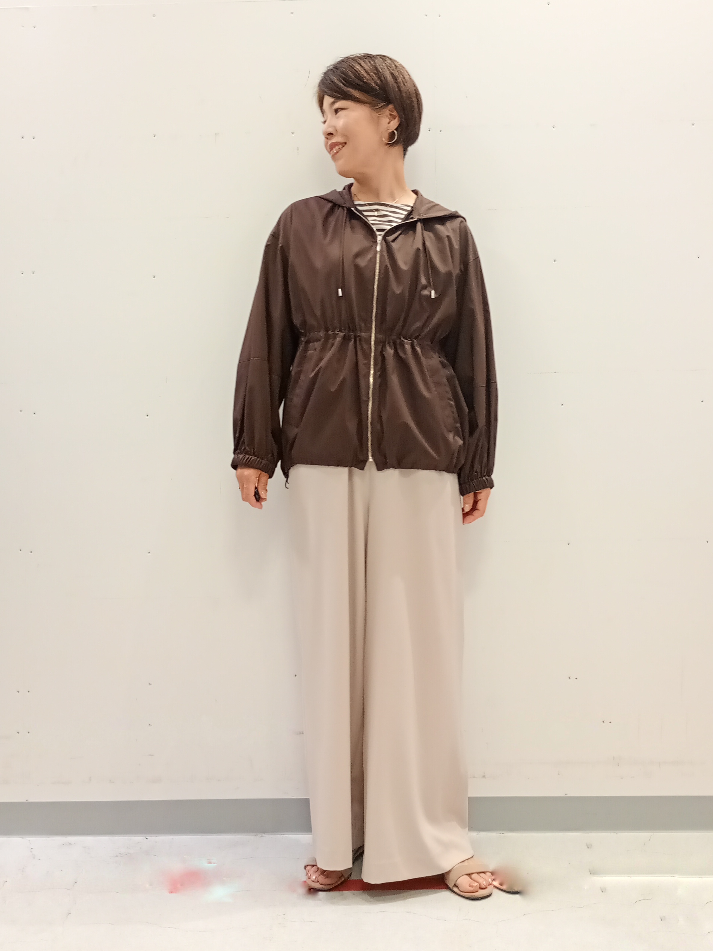 Kさんの「INDIVI｜【体型カバー】ボーダードルマントップス」を使ったコーディネート
