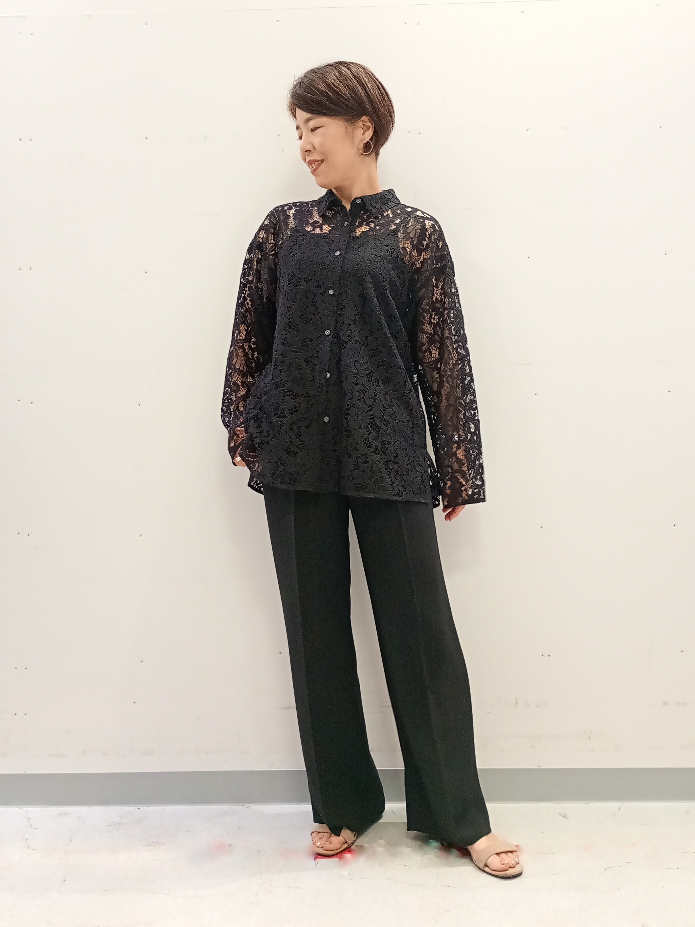 Kさんの「INDIVI｜【洗える／トレンド】大人レースシャツ」を使ったコーディネート