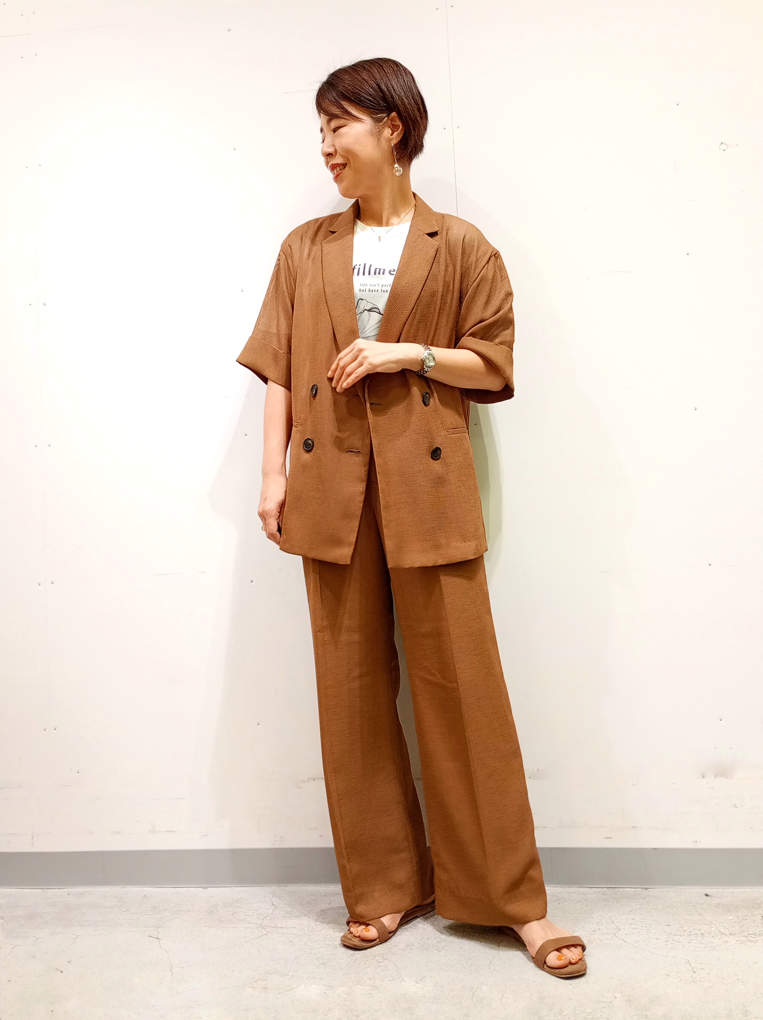 Kさんの「INDIVI｜【洗える／メッシュ素材／SETUP可能】半袖シアージャケット」を使ったコーディネート