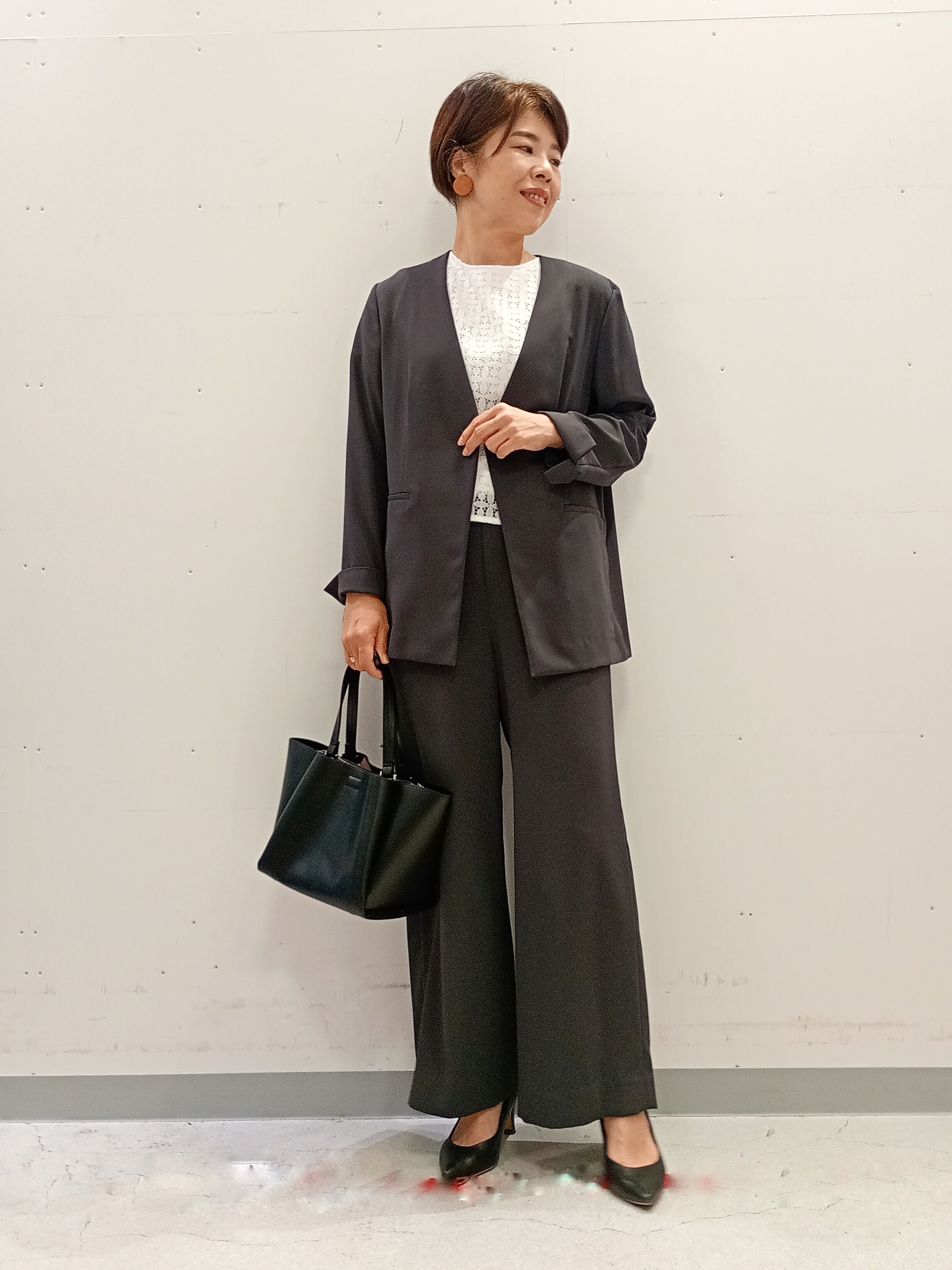 Kさんの「INDIVI｜【接触冷感／透湿／着る日傘】ノーカラージャケット」を使ったコーディネート