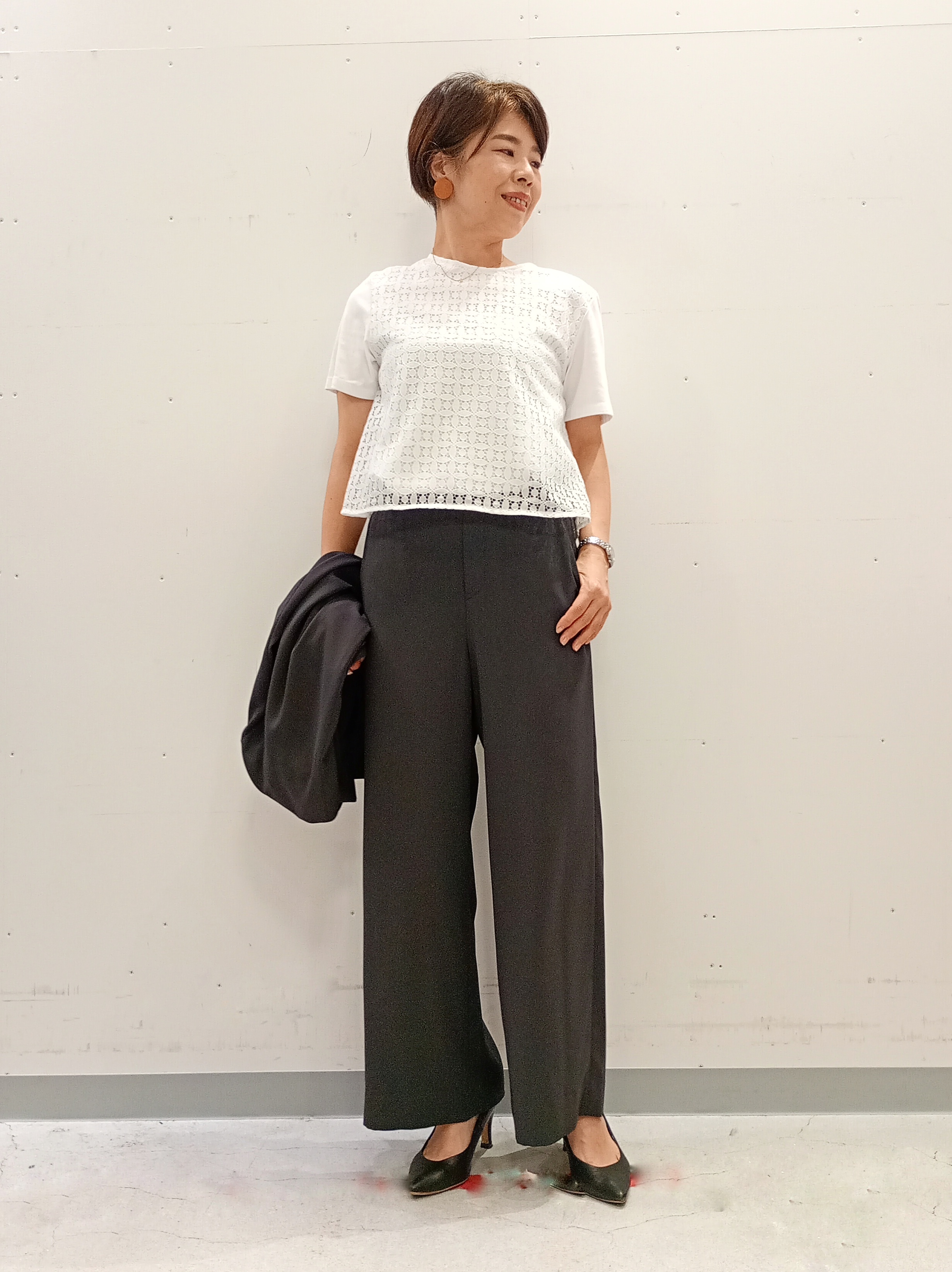 Kさんの「INDIVI｜【接触冷感／透湿／着る日傘】ノーカラージャケット」を使ったコーディネート
