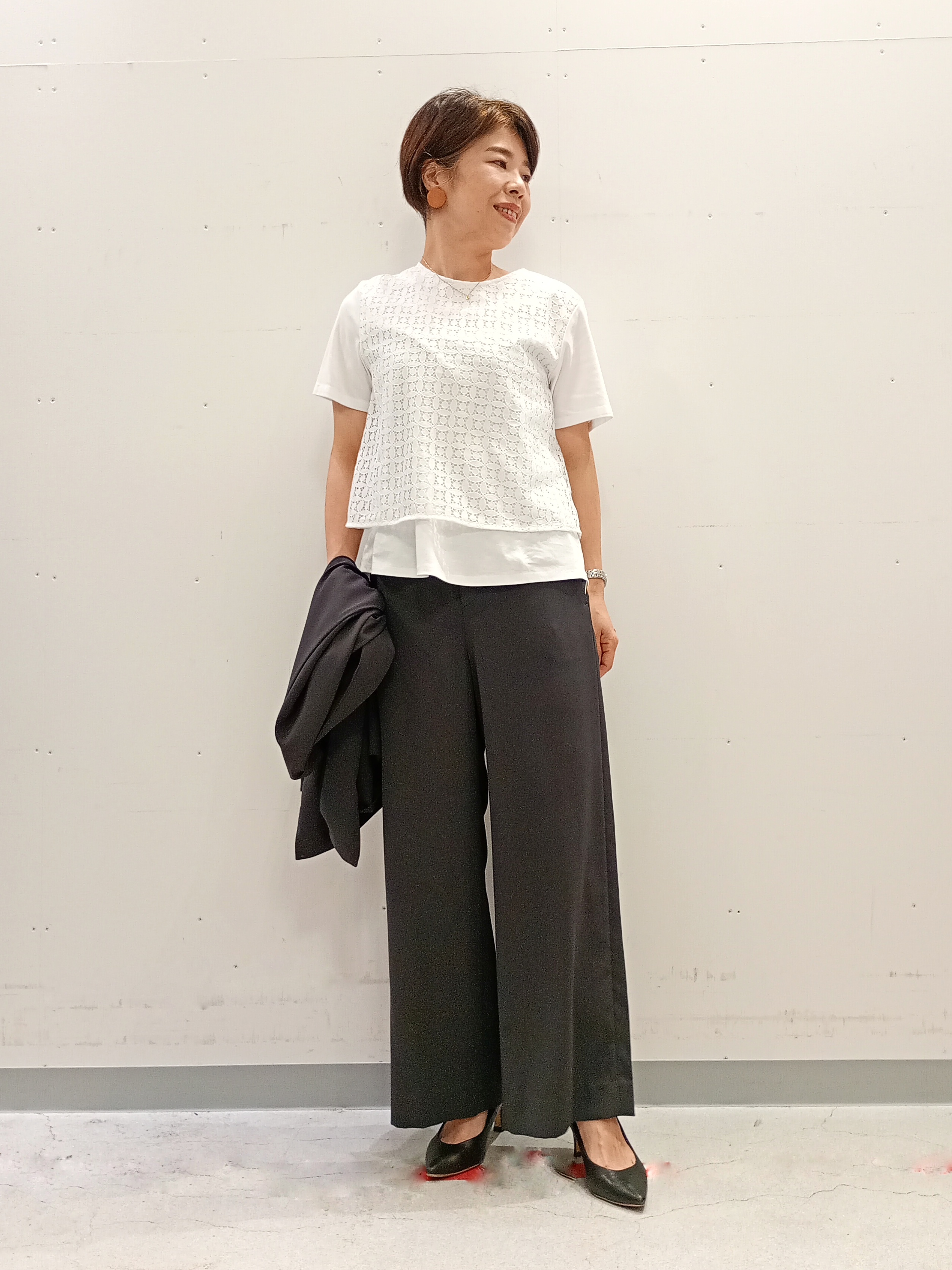 Kさんの「INDIVI｜【接触冷感／透湿／着る日傘】ノーカラージャケット」を使ったコーディネート