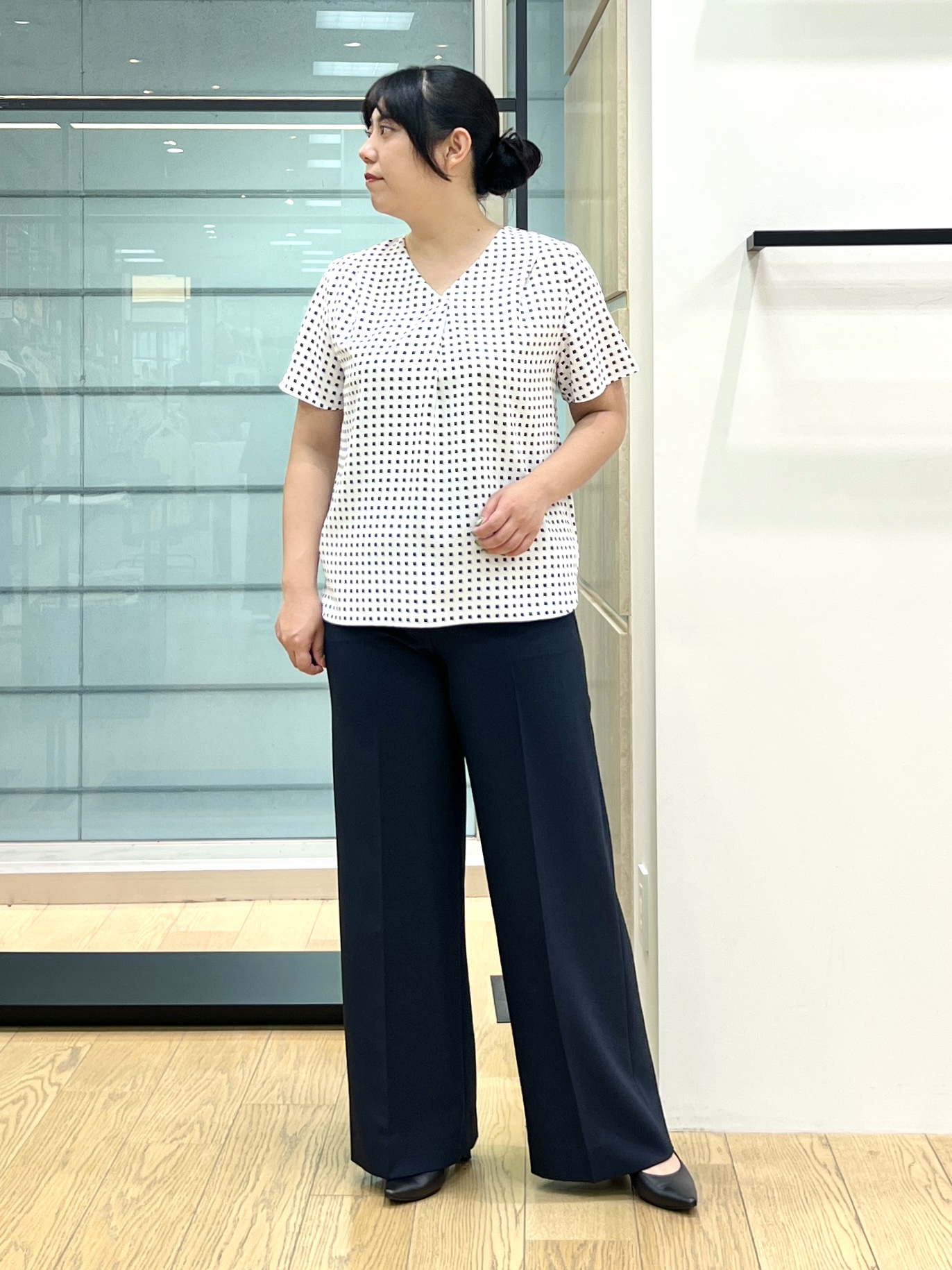 shimaさんの「INDIVI｜【定番スーツ／UVケア／洗える】ウール調テーラードジャケット」を使ったコーディネート