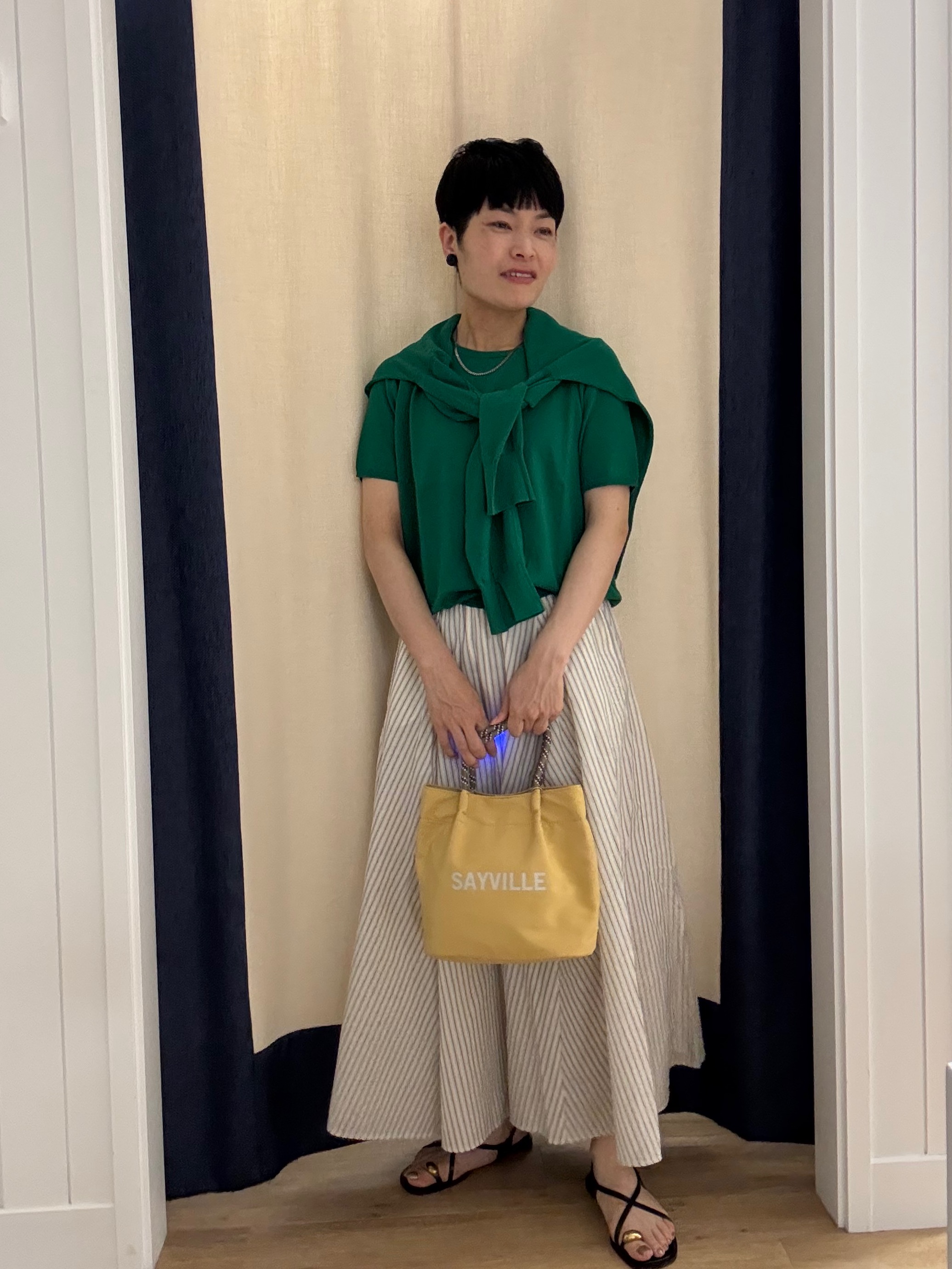 Suzuさんの「Dessin｜【9色展開/接触冷感/UVカット】ドライタッチサマーニットT」を使ったコーディネート