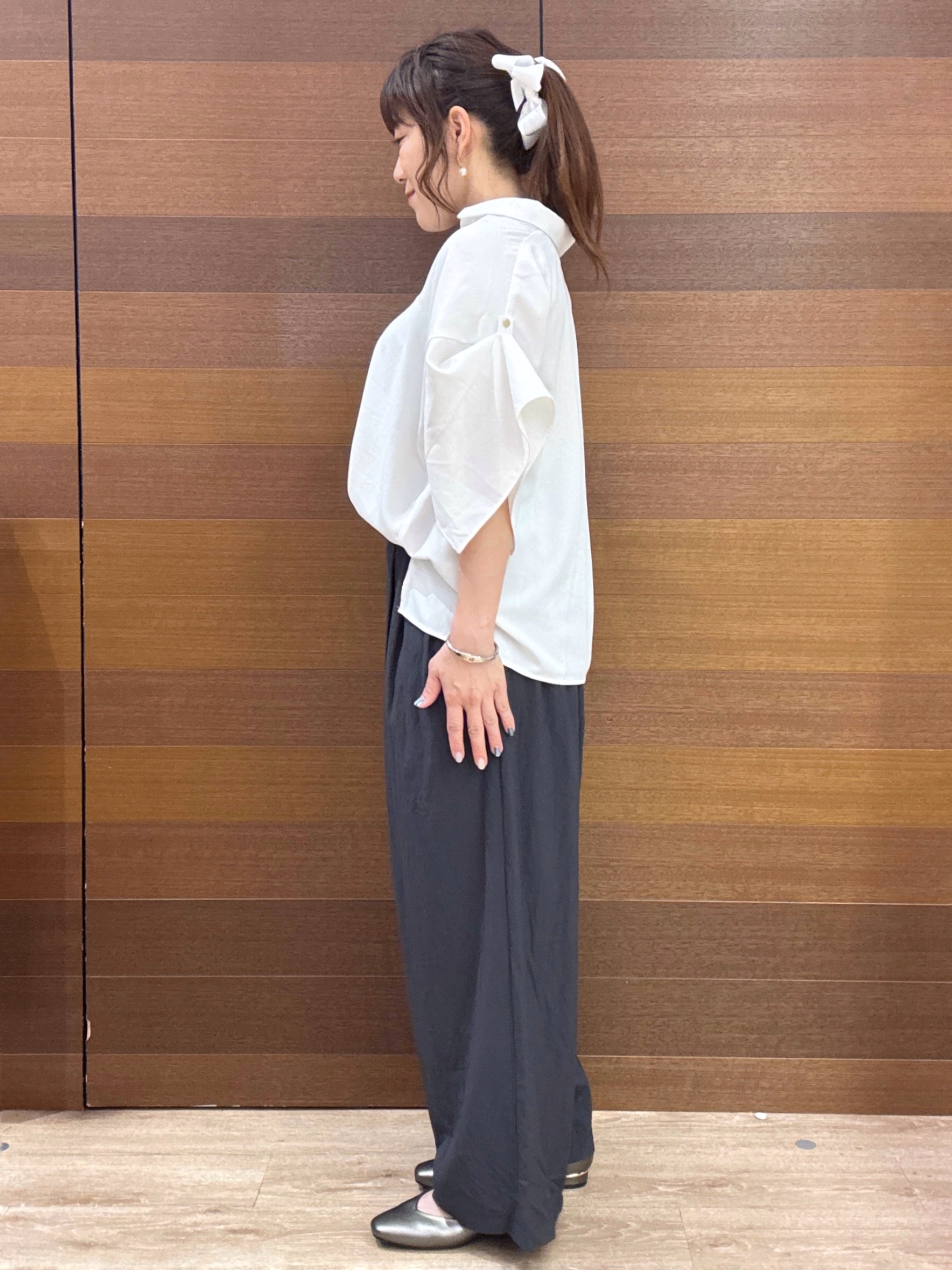 maichiさんの「OPAQUE.CLIP｜【UV／接触冷感／吸水速乾／】タックスリーブスキッパーブラウス《洗濯機OK》」を使ったコーディネート
