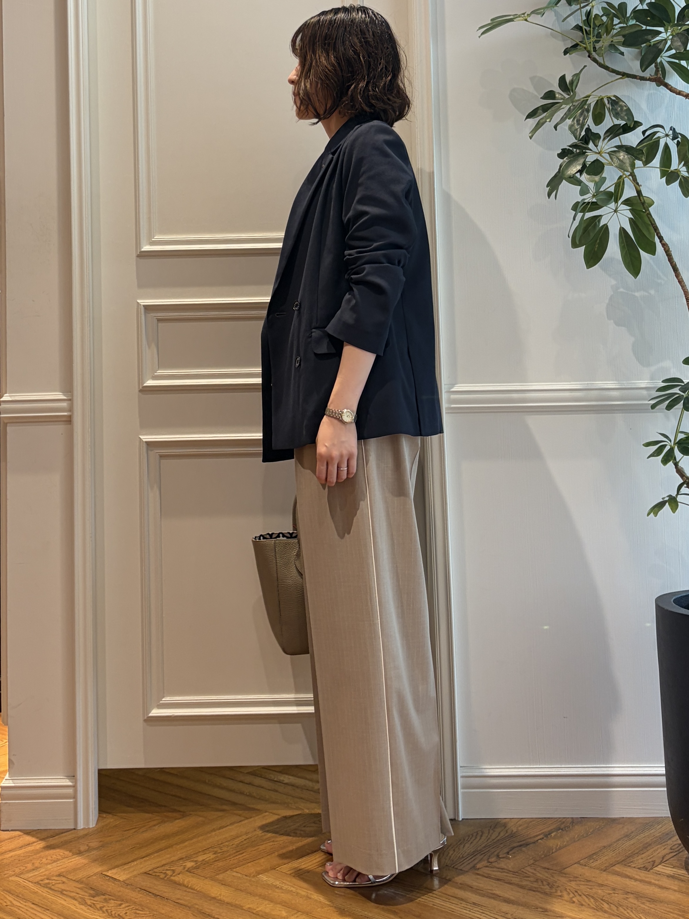 nakaoさんの「DRESSTERIOR｜【セットアップ可/ウォッシャブル】ストライプ2WAYストレッチ サイドラインパンツ」を使ったコーディネート