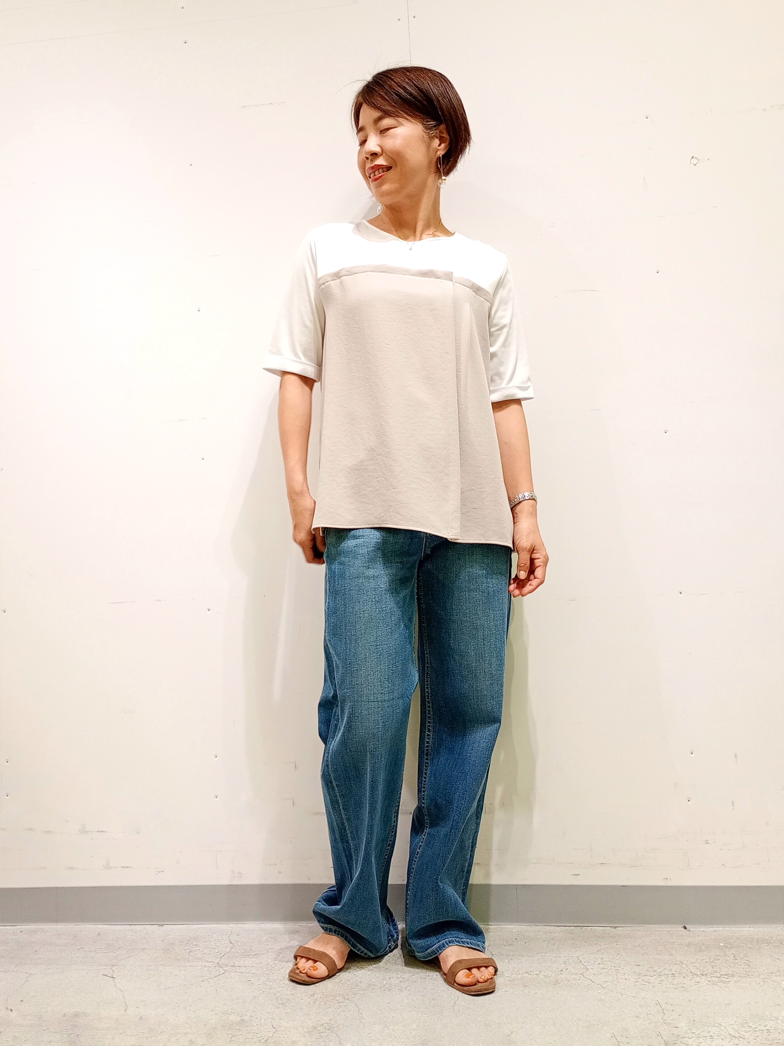 Kさんの「INDIVI｜【着る日傘／SETUP可能】ビスチェレイヤード風トップス」を使ったコーディネート