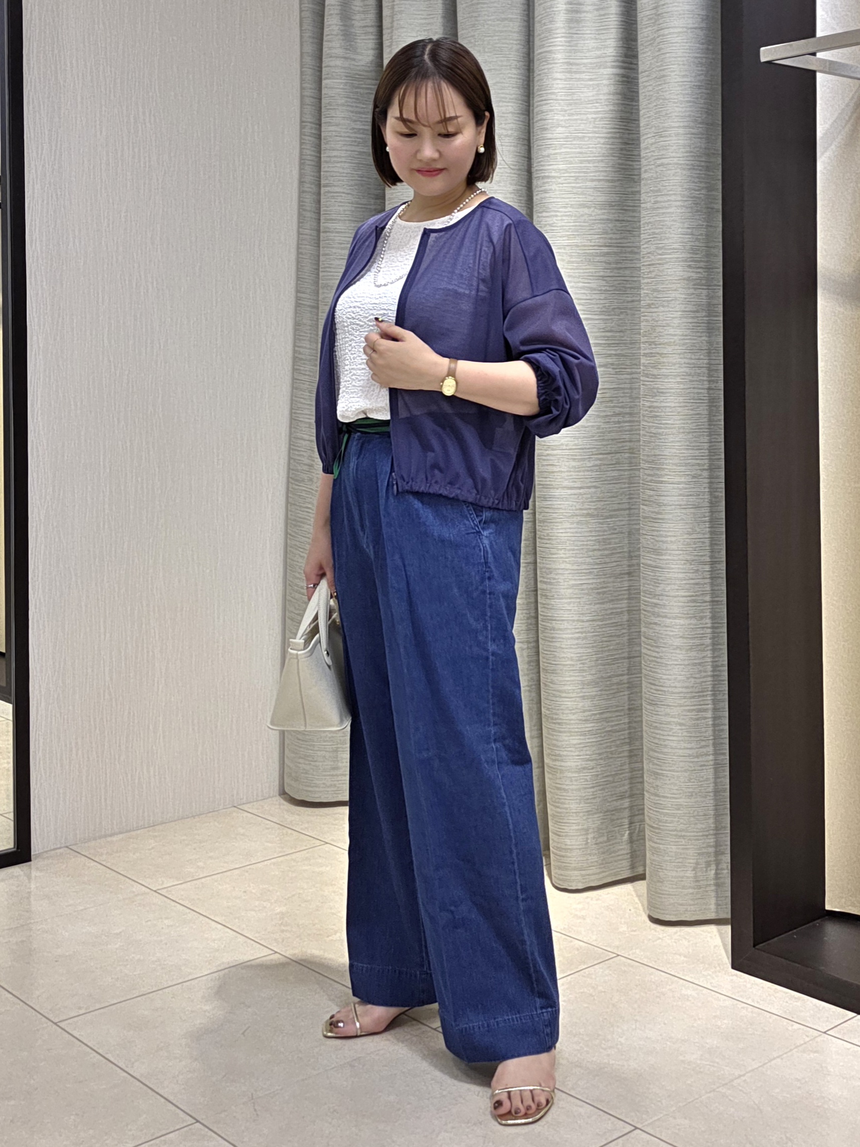 naokoさんの「UNTITLED｜【秋羽織り/ジップ】トリコットシアーブラウス」を使ったコーディネート
