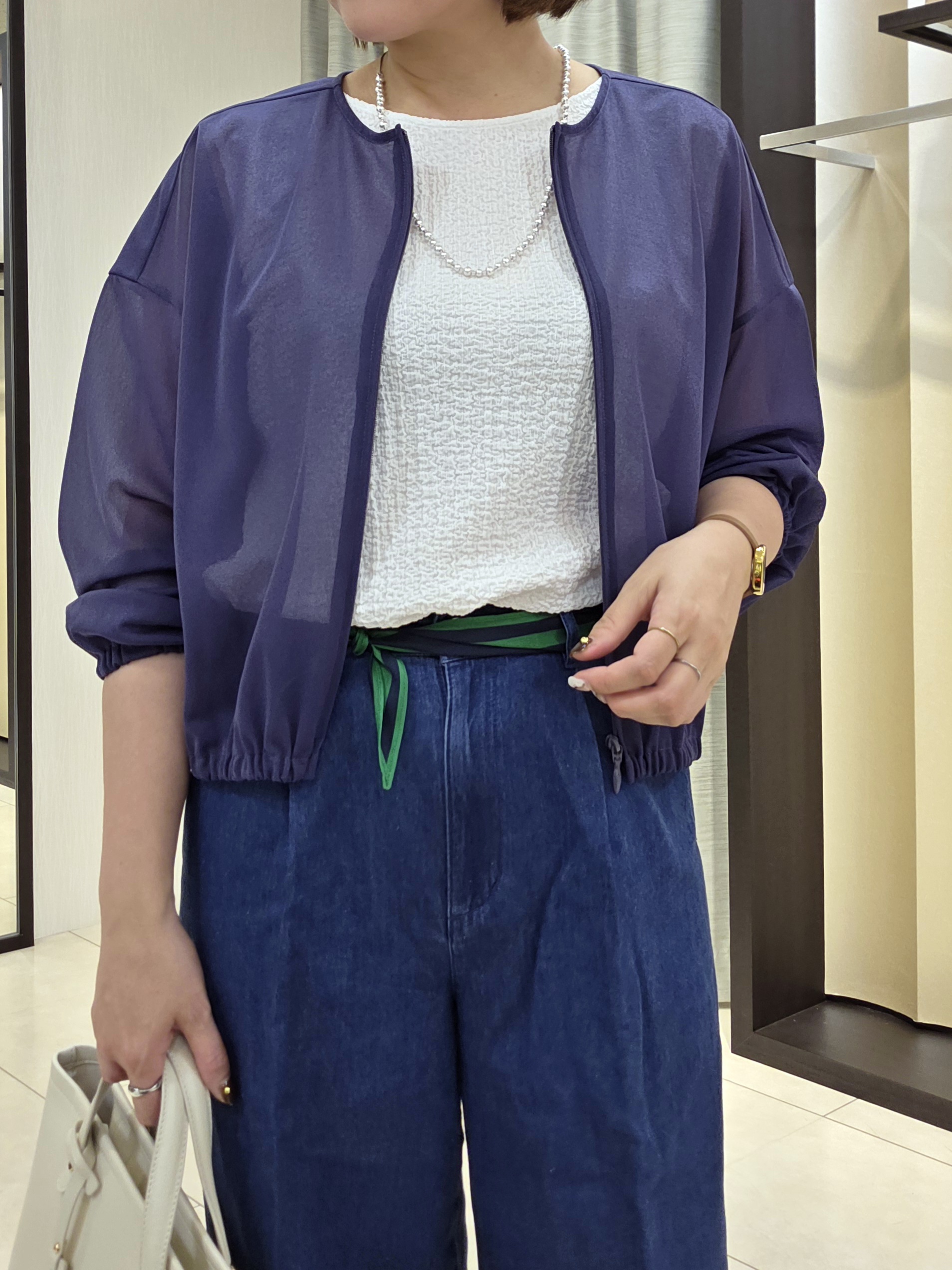 naokoさんの「UNTITLED｜【秋羽織り/ジップ】トリコットシアーブラウス」を使ったコーディネート