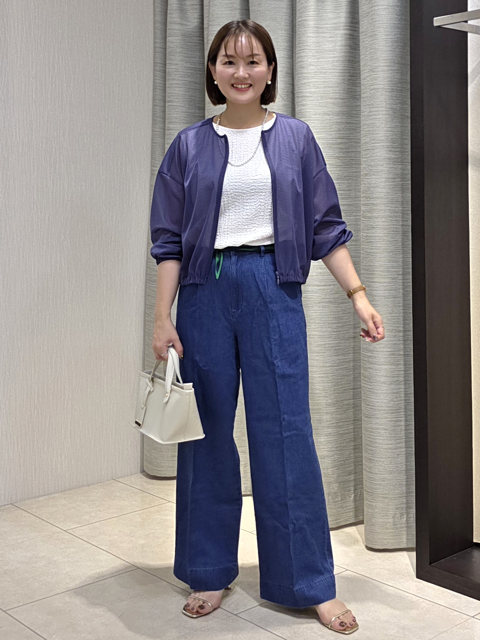 naokoさんの「UNTITLED｜【秋羽織り/ジップ】トリコットシアーブラウス」を使ったコーディネート