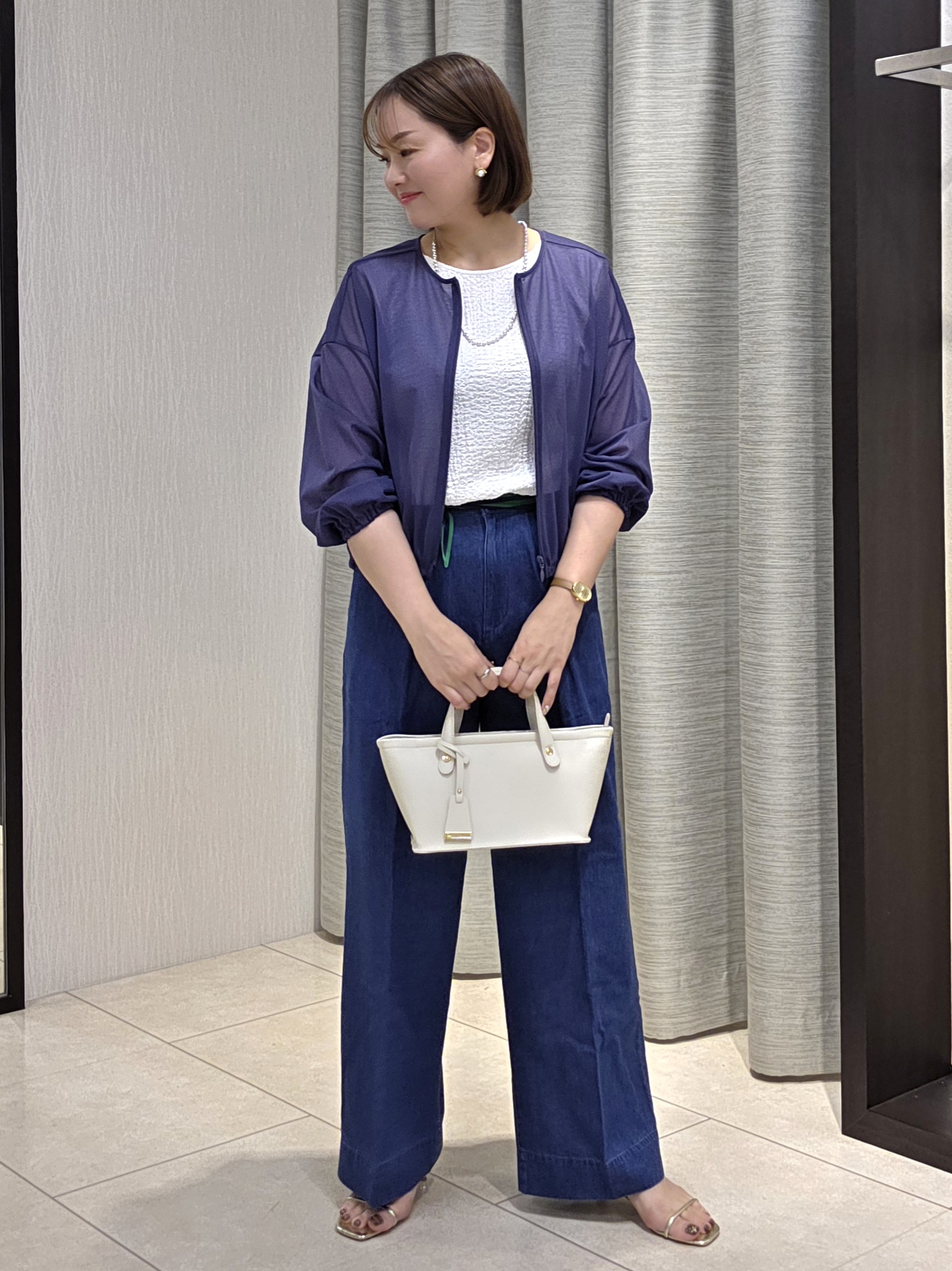 naokoさんの「UNTITLED｜【秋羽織り/ジップ】トリコットシアーブラウス」を使ったコーディネート
