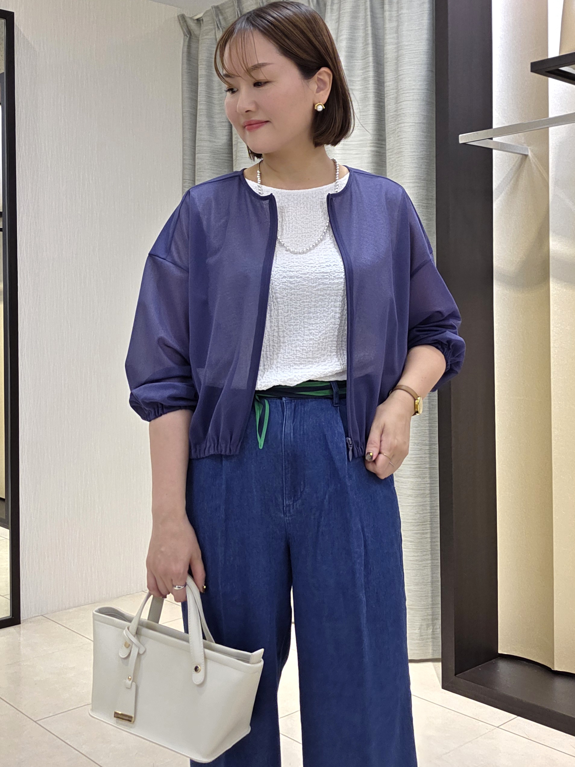 naokoさんの「UNTITLED｜【秋羽織り/ジップ】トリコットシアーブラウス」を使ったコーディネート
