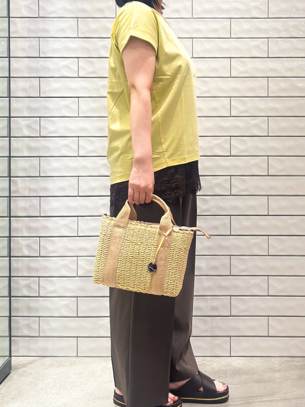 Minさんの「OPAQUE.CLIP｜【接触冷感／UV】ワンポイント刺繍Tシャツ《7col／XS~3L／洗濯機OK》」を使ったコーディネート