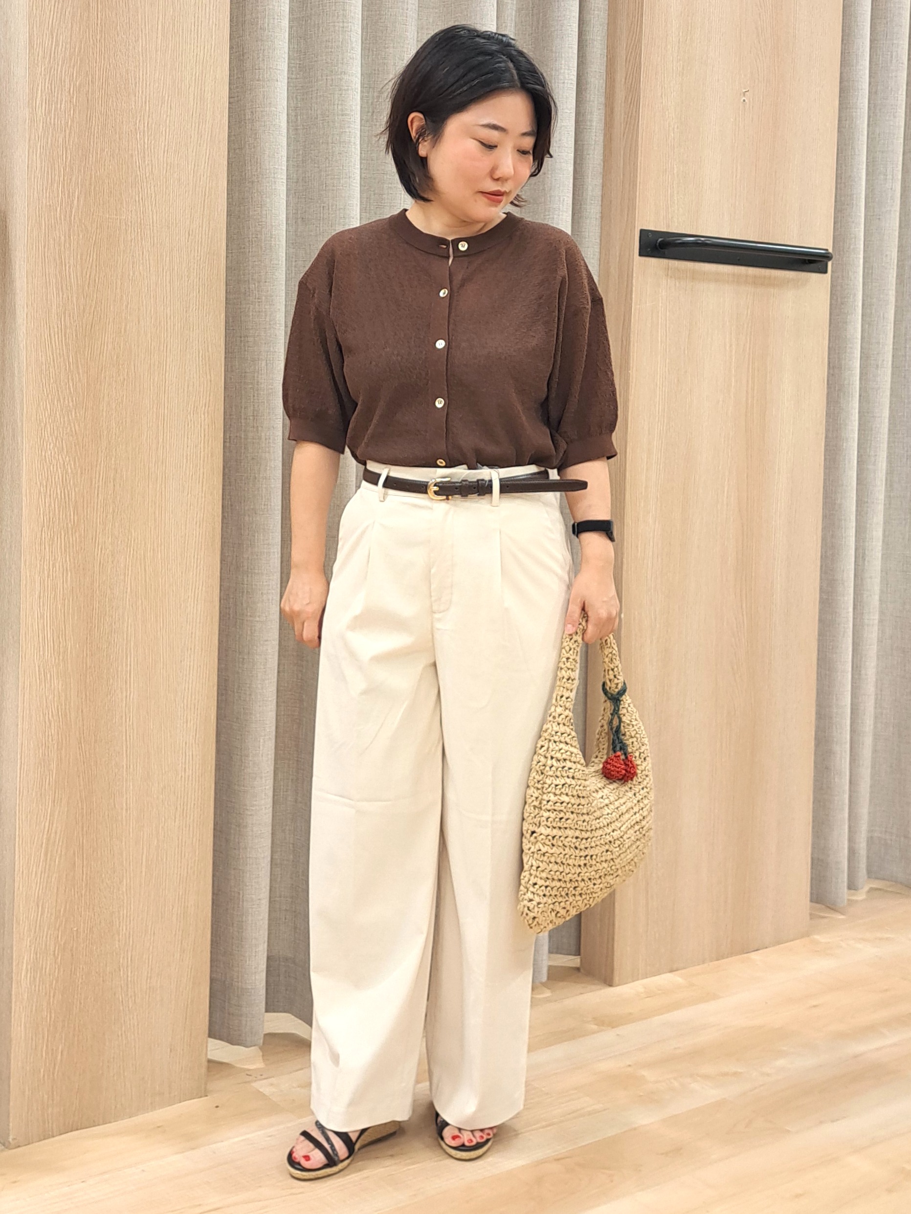 ふるさんの「grove｜【洗濯機◎・体型カバー】ON/OFF使える、シアースキッパーシャツ」を使ったコーディネート