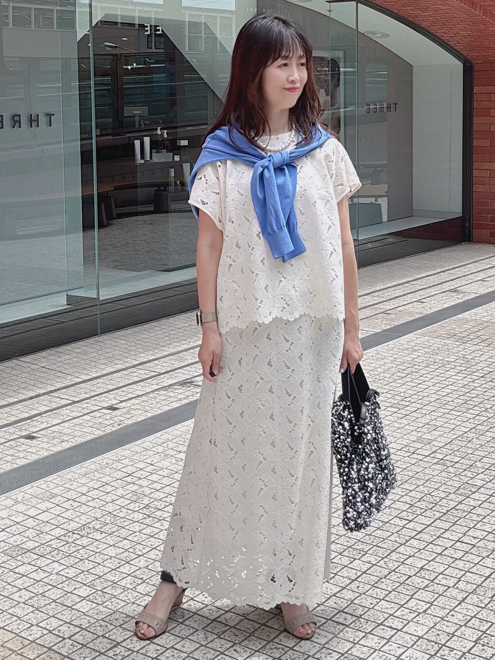 makiさんの「UNTITLED｜◆【9色展開/アンサンブル可】コットンクルーネックカーディガン」を使ったコーディネート