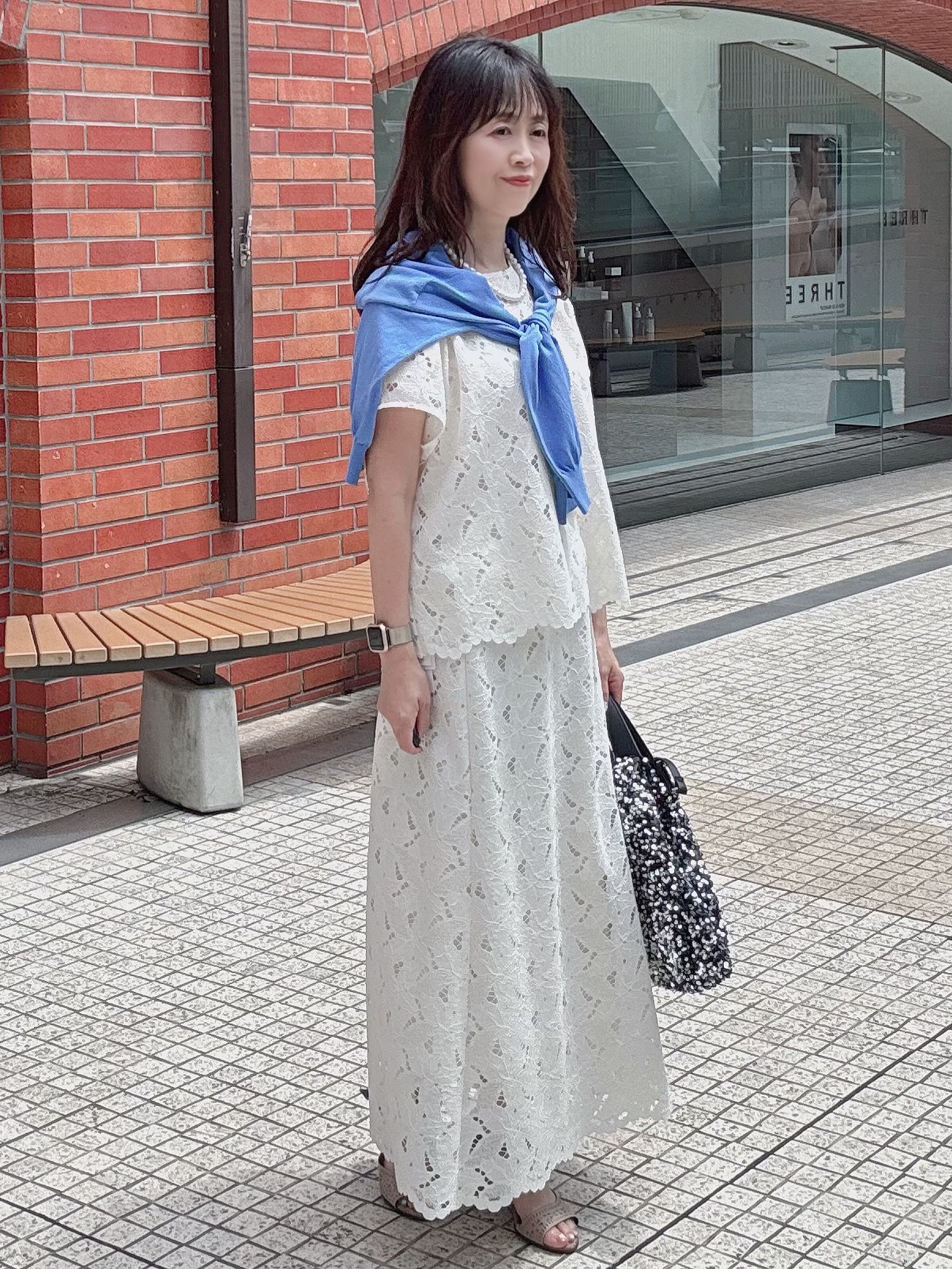 makiさんの「UNTITLED｜◆【9色展開/アンサンブル可】コットンクルーネックカーディガン」を使ったコーディネート