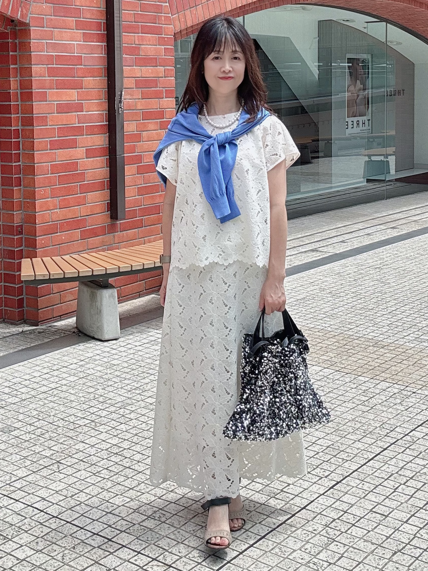 makiさんの「UNTITLED｜◆【9色展開/アンサンブル可】コットンクルーネックカーディガン」を使ったコーディネート