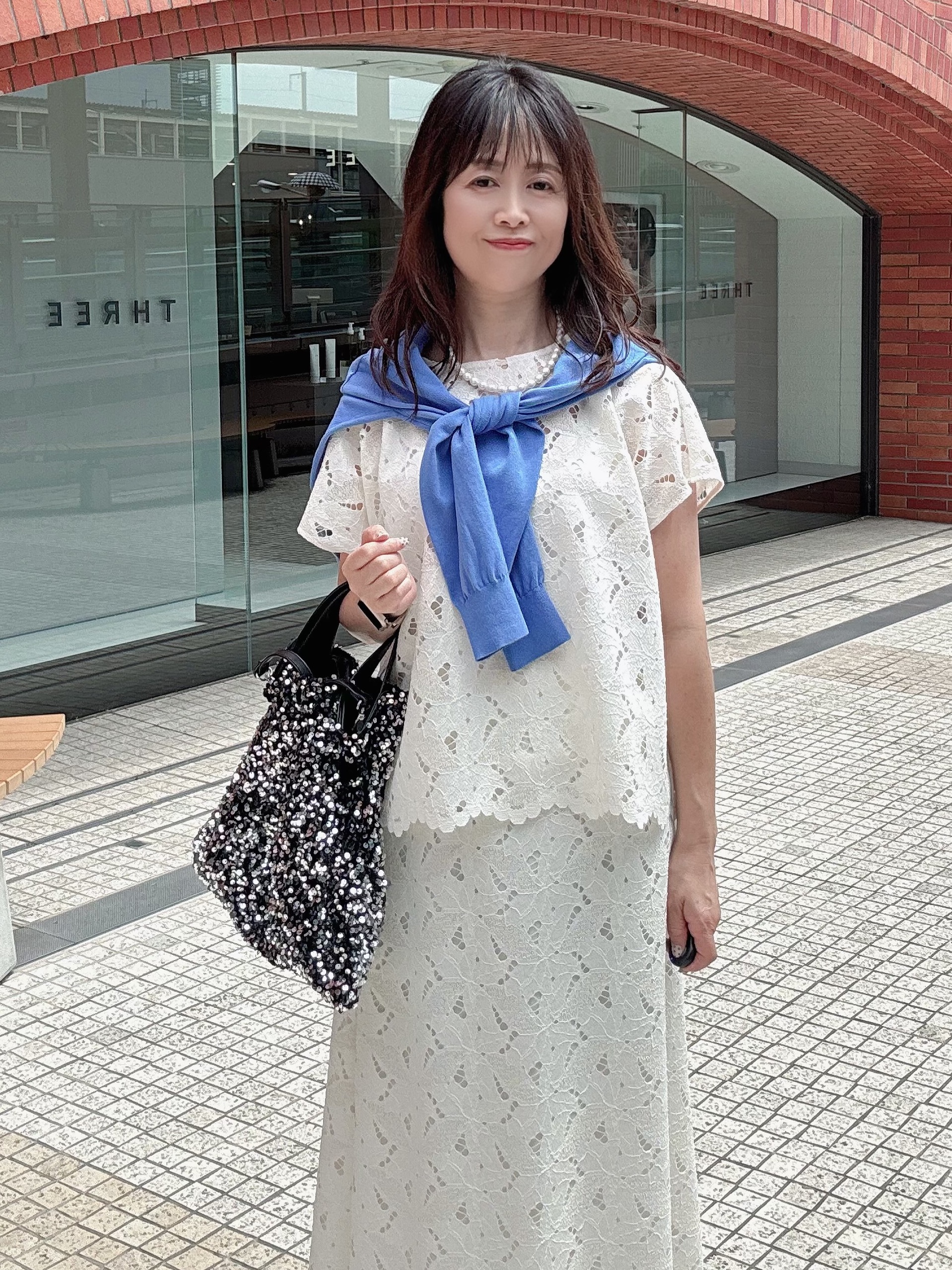 makiさんの「UNTITLED｜◆【9色展開/アンサンブル可】コットンクルーネックカーディガン」を使ったコーディネート